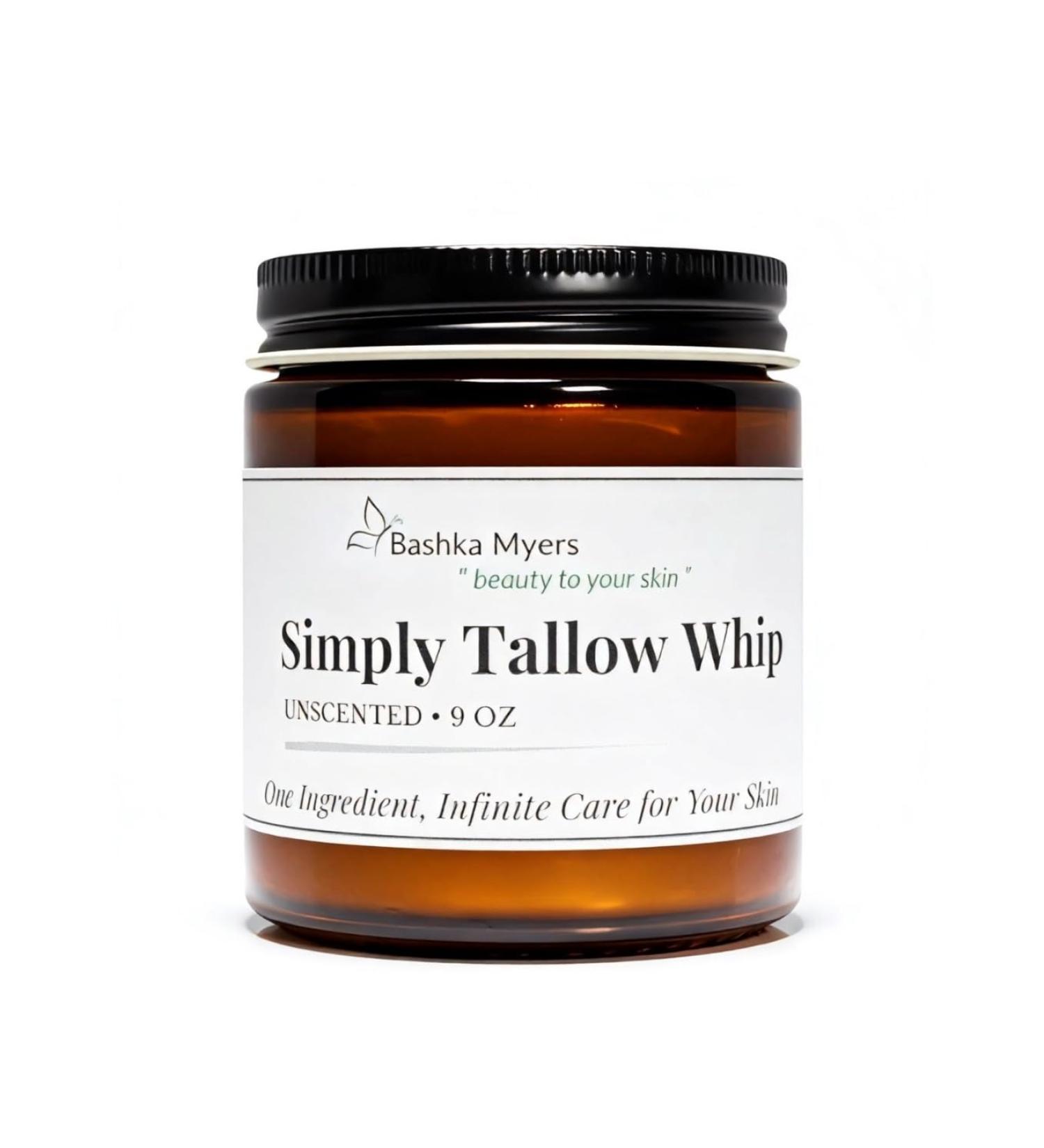 Bashka Myers 9 oz Simply Whipped Tallow Balm One-Ingredient Moisturizer | 100% Grass-Fed & Grass-Finished Beef Tallow | Soft Whipped Face & Body Cream | Handcrafted Natural Skincare - Buy Online on GoSupps.com