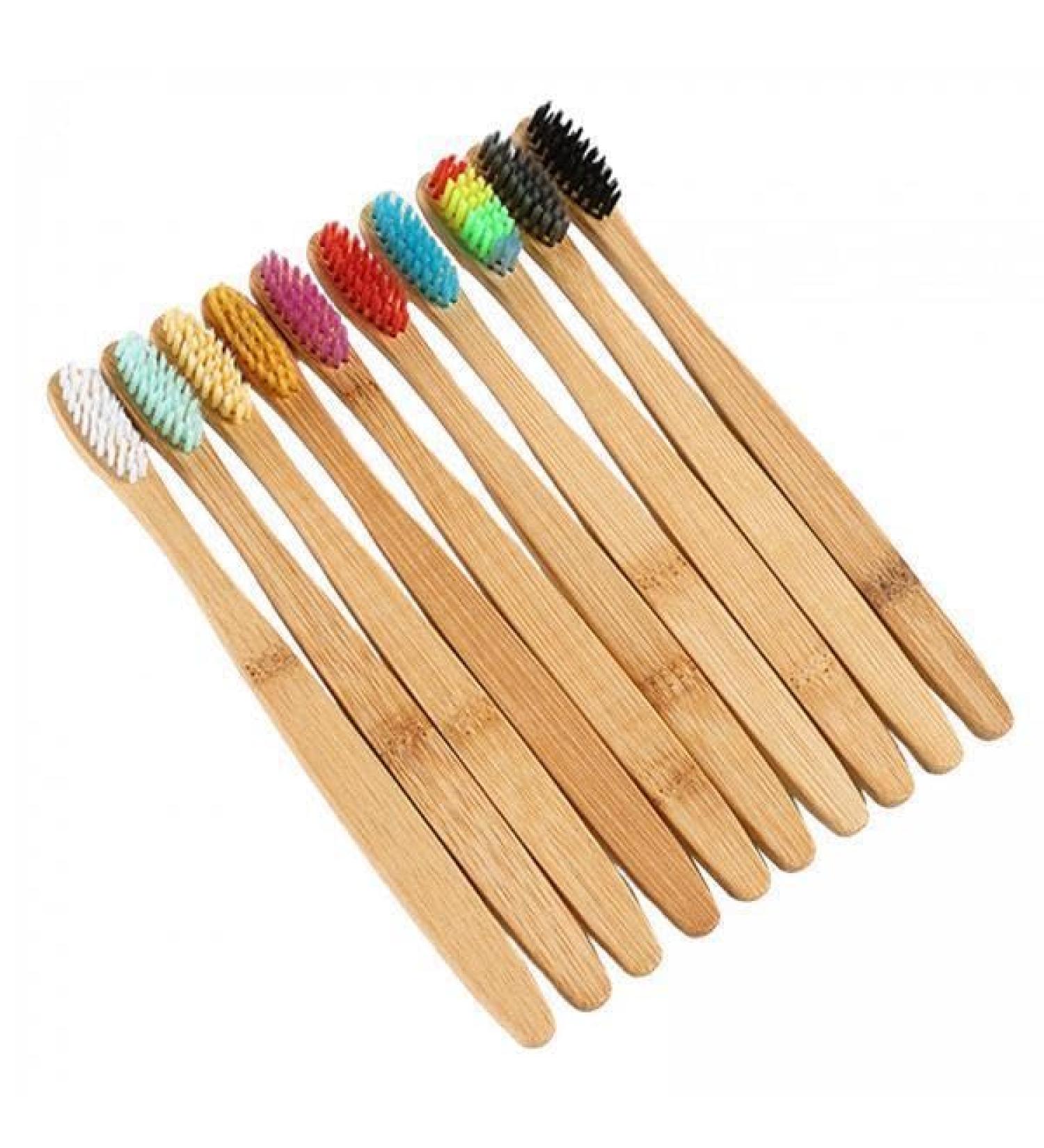 Colcolo 5x10 Soft Bristle Toothbrushes - Colorful Comfortable Wood Handles for Family School & Travel - Buy Online on GoSupps.com
