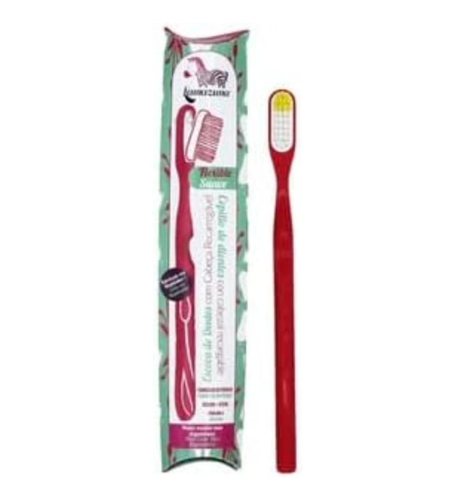 Lamazuna - Reusable bioplastic toothbrush of medium hardness - Red