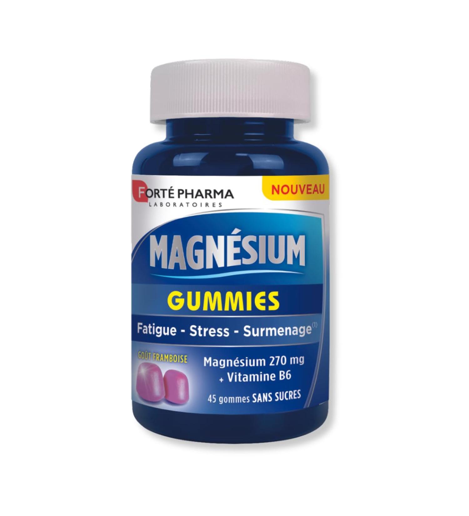 Fort Pharma - Magnesium Gummies | Stress Supplement with Magnesium Vitamins B6 and Spirulina - Anti Stress for Adults And Children From 4 Years | 45 Chewing Gums - Raspberry Flavor - Buy Online on GoSupps.com