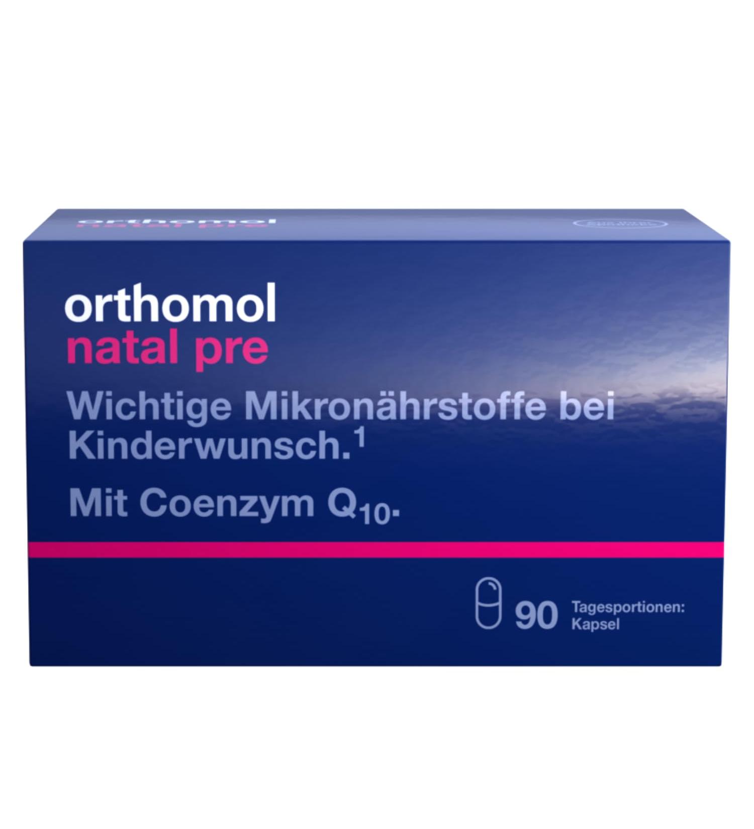 Orthomol Natal Pre for Women | Fertility Support with Vitamin B12 Folic Acid & Zinc - 90 Capsules - Buy Online on GoSupps.com