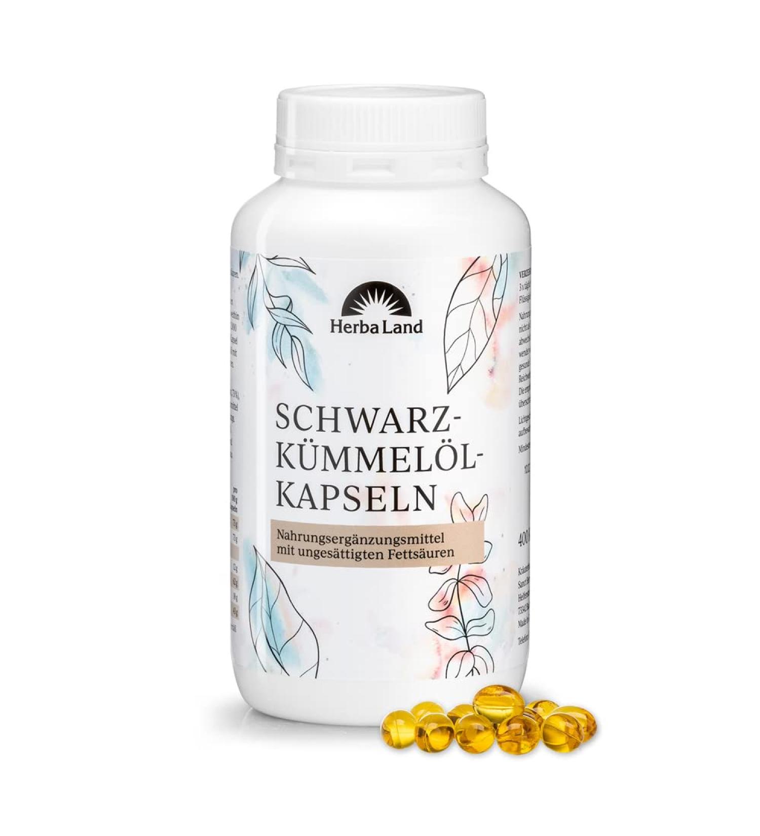 Shop Herbaland Black Cumin Oil Capsules - 3000mg Daily Dose Organic & Cold Pressed 400 Capsules Lab-Tested Quality - Made in Germany - Buy Online on GoSupps.com