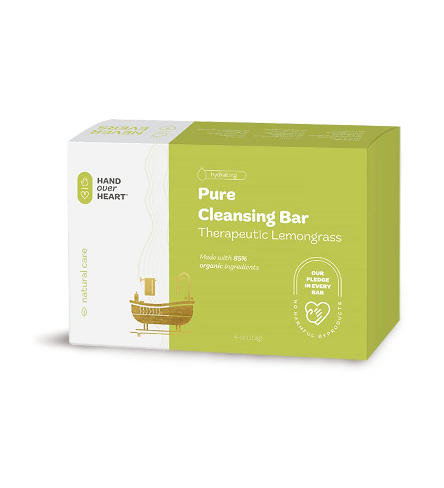 Hand over Heart Lemongrass Cleansing Bar Soap | Aromatherapy Herbal Soap with Organic Essential Oils | Nourishing Refreshing & Soothing Skin Care - Buy Online on GoSupps.com