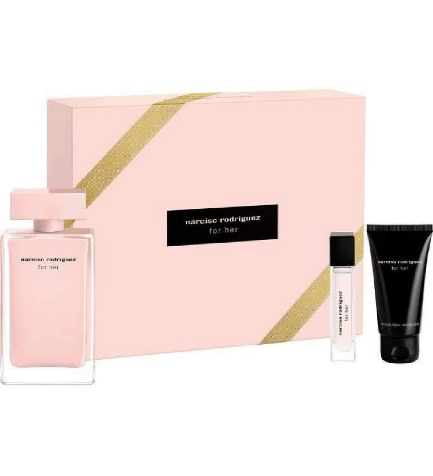 Narciso Rodriguez 3-Piece Set for Her (3.3 Oz Eau De Parfum Spray + 0.34 Oz Eau De Parfum Spray + 1.6 Oz Body Lotion)