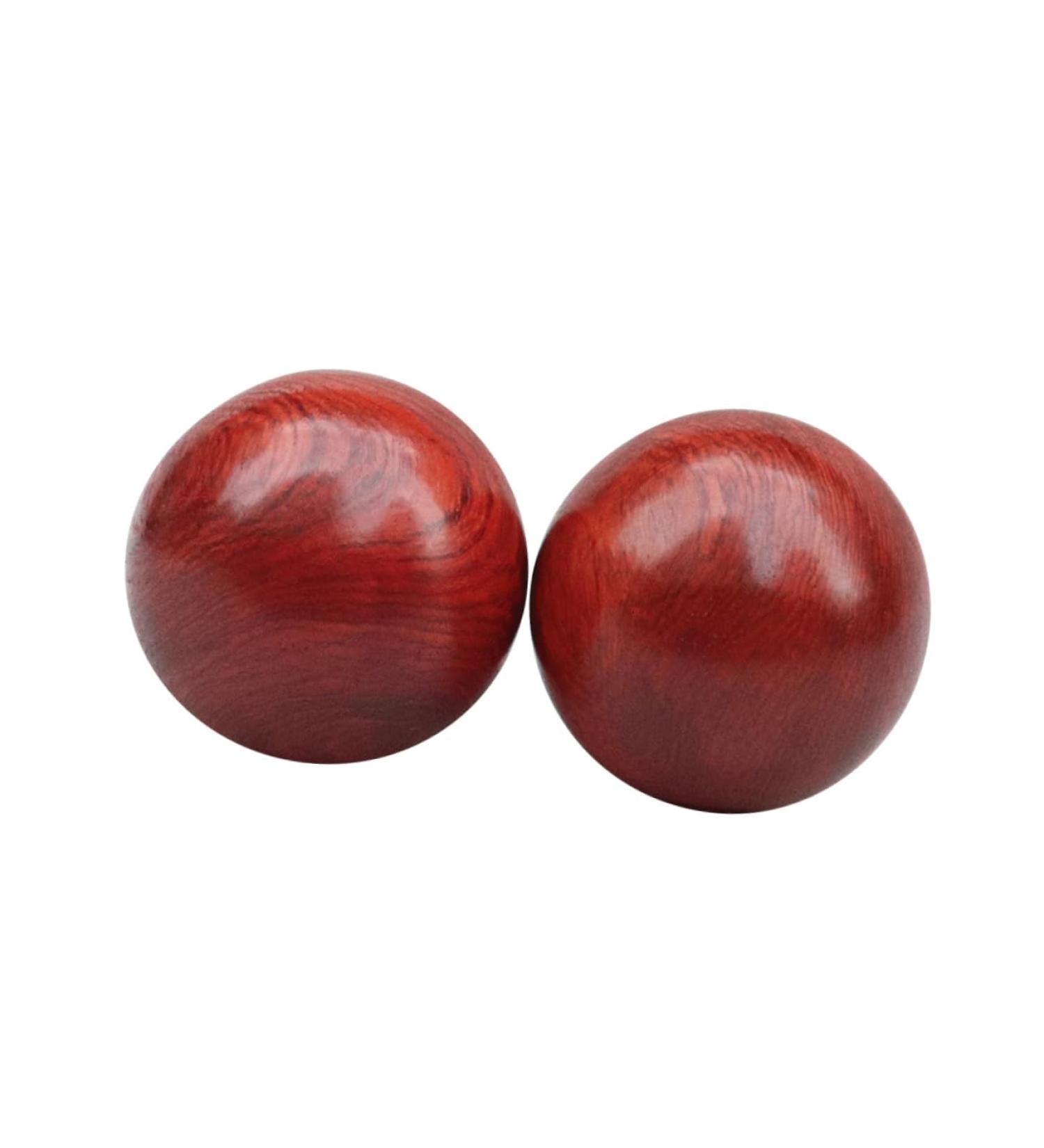 Homsfou Baoding Balls - 2PC Asian Meditation Balls for Wrist Strengthening & Relaxation | Wooden Chinese Massage Fitness Balls (5cm) - Red - Buy Online on GoSupps.com