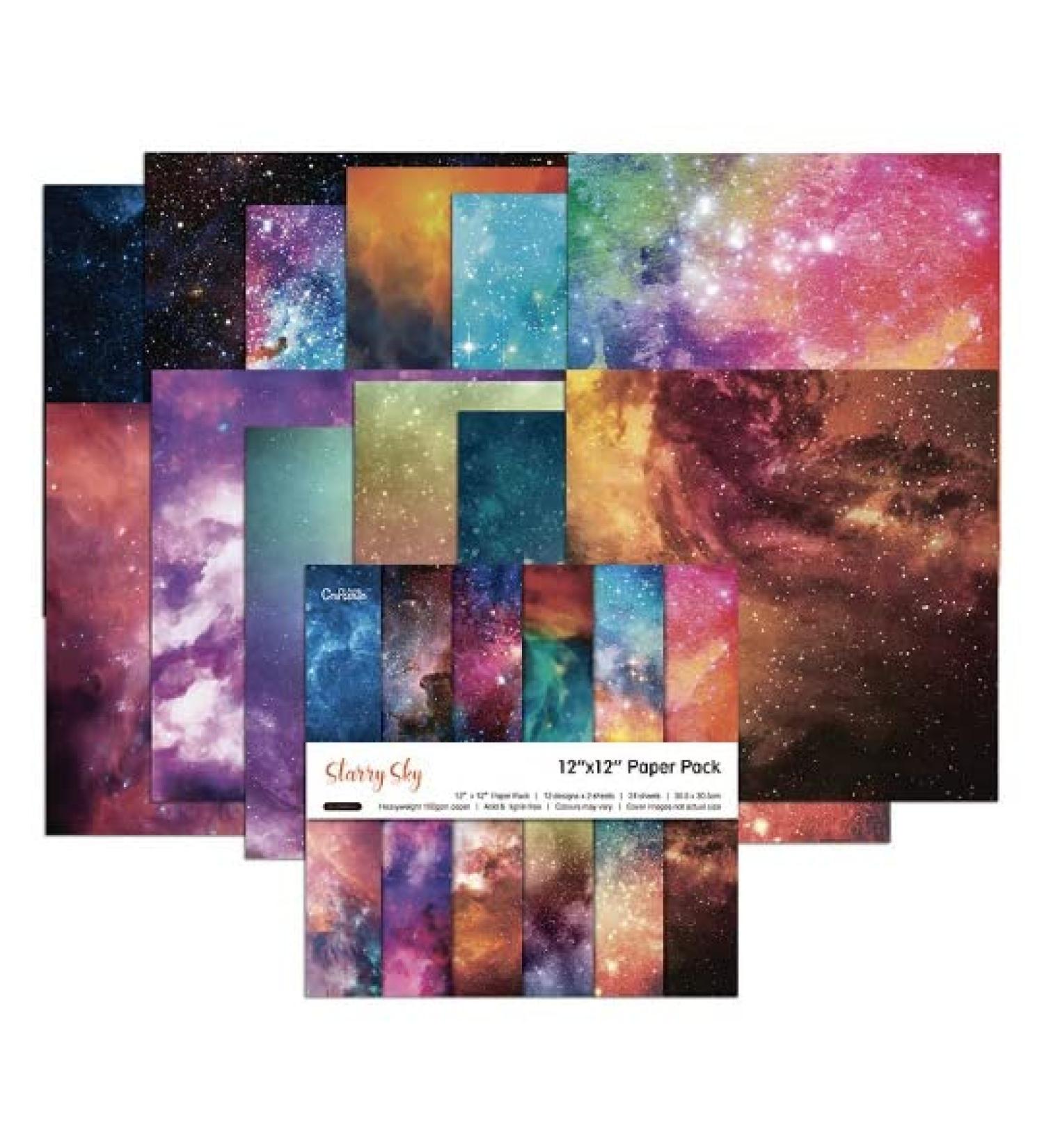 Colored Scrapbooking Paper Pad 12*12 Patterned Paper 24 Sheets - Two of 12 Colors Scrapbook Paper Single-Sided Journaling CardStock Paper for Cardmaking DIY Origami Decorative Craft Paper.(Starry Sky) Starry Sky 12inch - Buy Online on GoSupps.com
