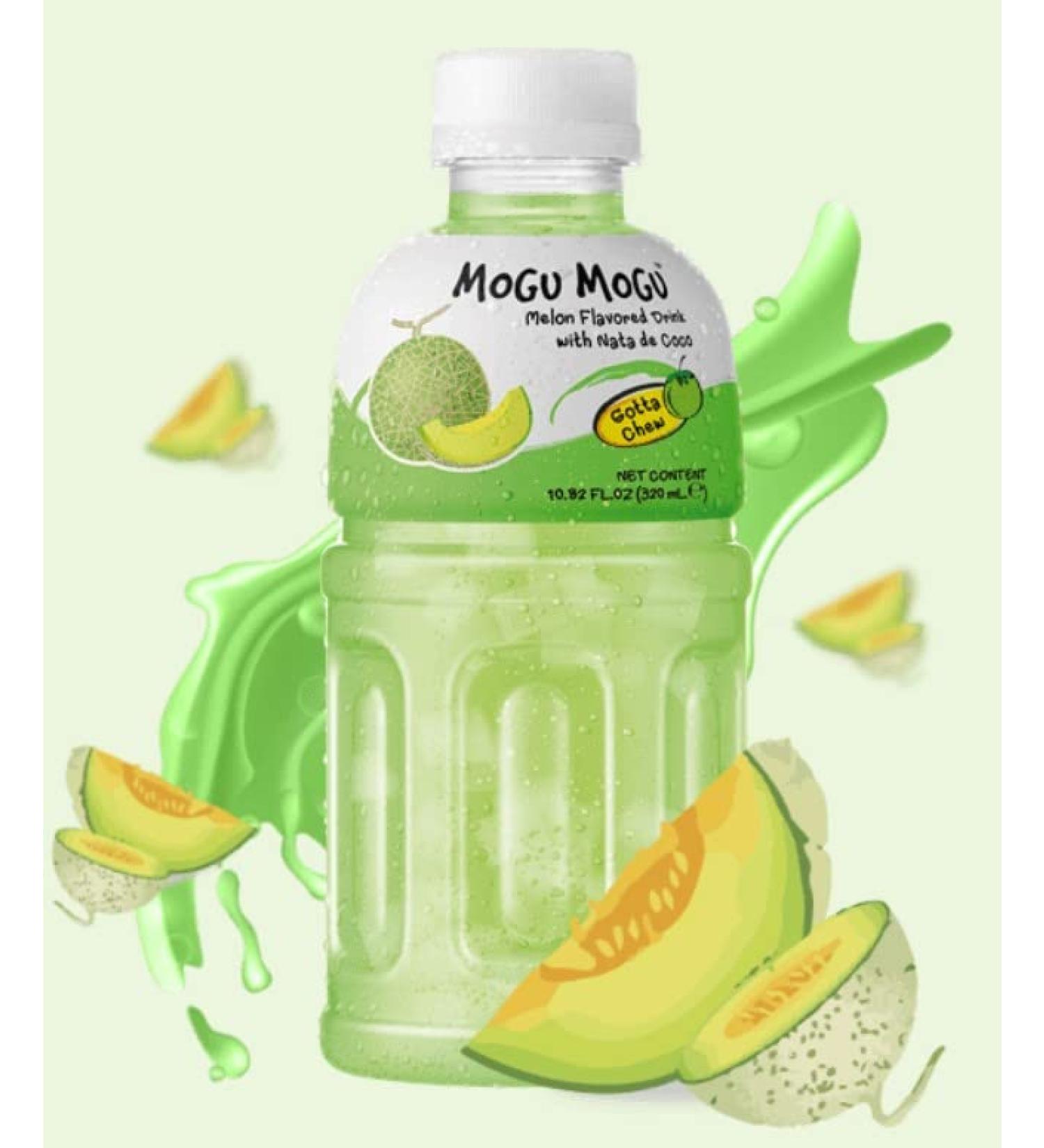 Mogu Mogu Melon Juice with 25% NATA De Coco Energy Booster Drink (Pack Of 6) Full Of Fruit Fibres Delicious And Nutritious Drink Tasty And Twisty Treat Gift Hamper Sold By Kidzbuzz