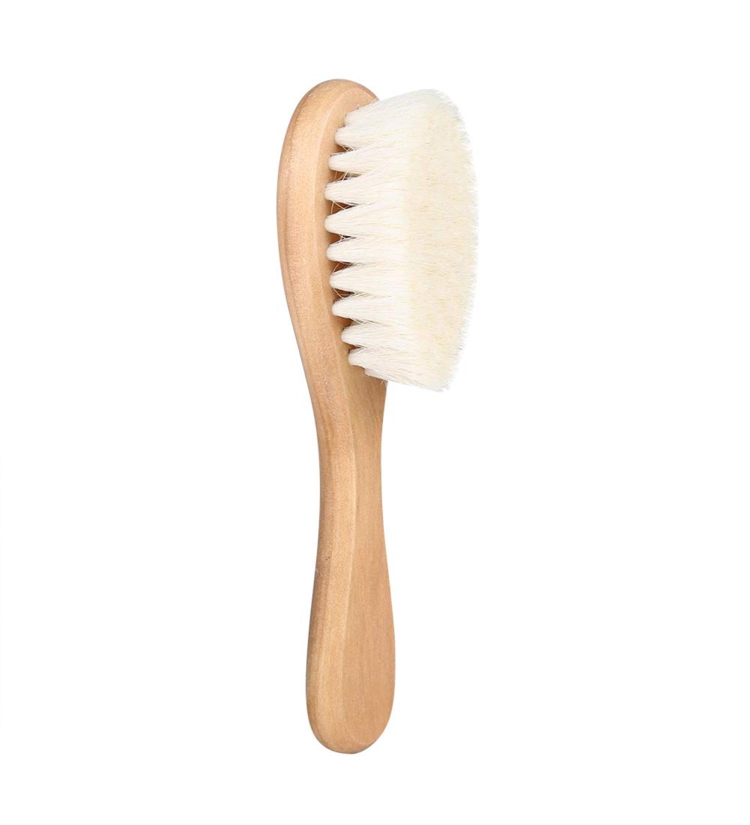 Baby Head Brush - Soft Natural Goat Bristles Hair Comb for Infant Massage and Scrubbing - Perfect Newborn Shower Registry Gift - Buy Online on GoSupps.com