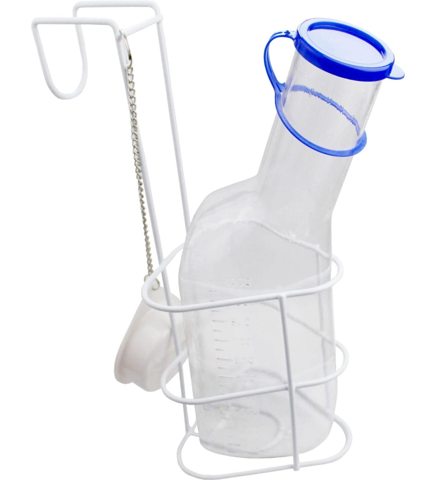 Medi-Inn Urinal Bottle for Men 1000ml - Clear with Bed Holder | Ideal for Home & Travel - Buy Online Internationally - Buy Online on GoSupps.com