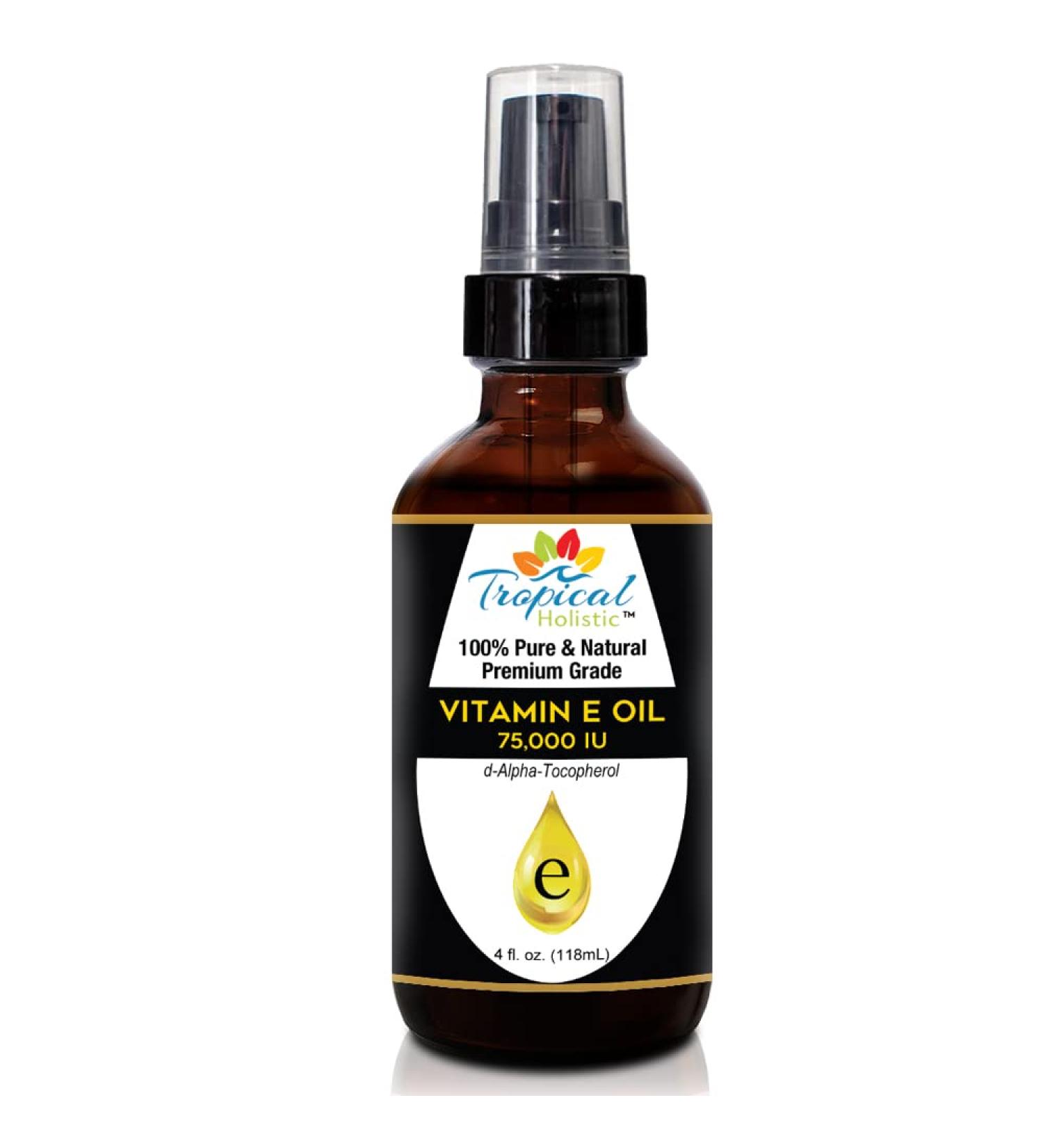 Buy 100% Pure Vitamin E Oil 4oz - Plant-Based D-Alpha Tocopherol for Skin Hair & Nails - Hydrates Reduces Scars & Age Spots - International Shipping Available - Buy Online on GoSupps.com