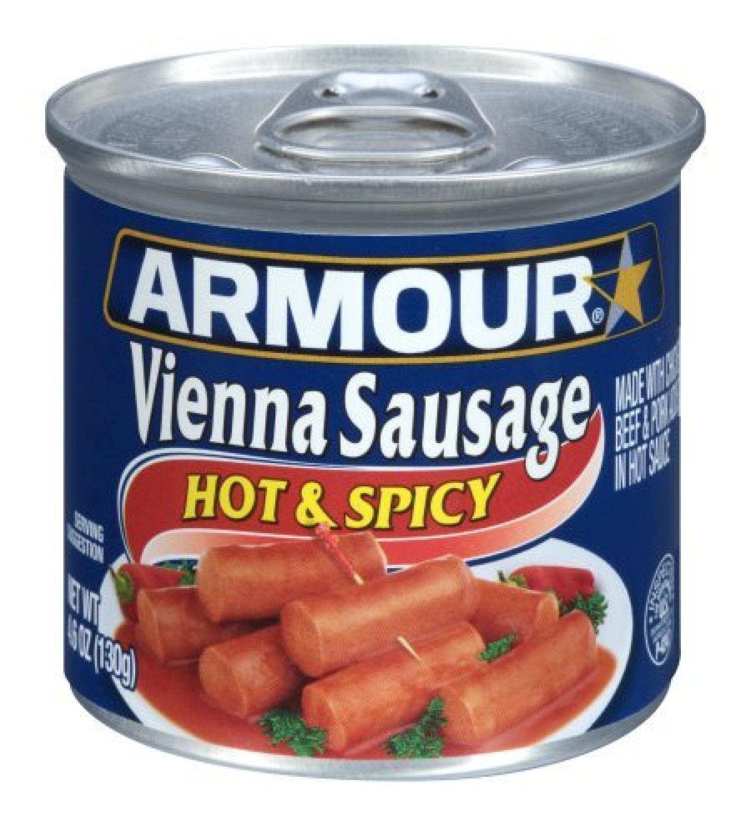 Armour Star Vienna Sausage Hot & Spicy - Pack of 6 - 4.6 Oz.