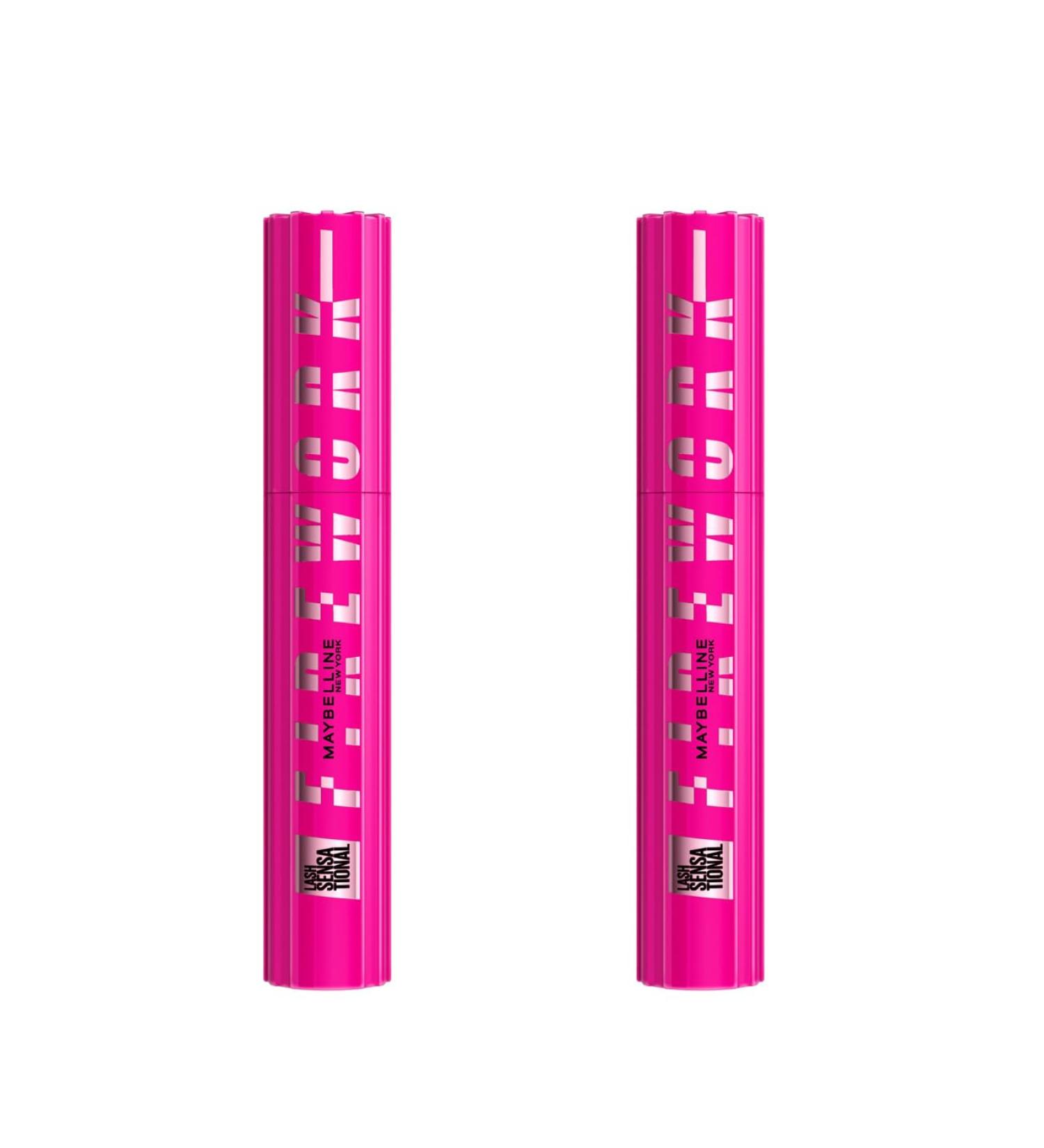 Maybelline New York - Volumizing Mascara - 360 Lash Lift Effect - 24H Hold - Clump Free - Sensational Firework - Color: Very Black - Pack of 2 - Buy Online on GoSupps.com