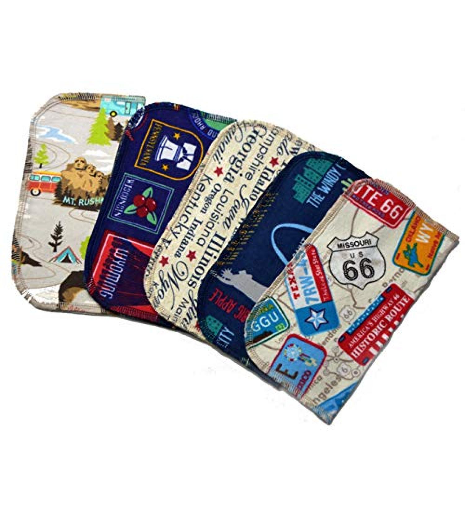 Traveling America 1 Ply Printed Flannel Little Wipes 8x8 Inches Set of 5 - Eco-Friendly Travel Essentials - Buy Online on GoSupps.com