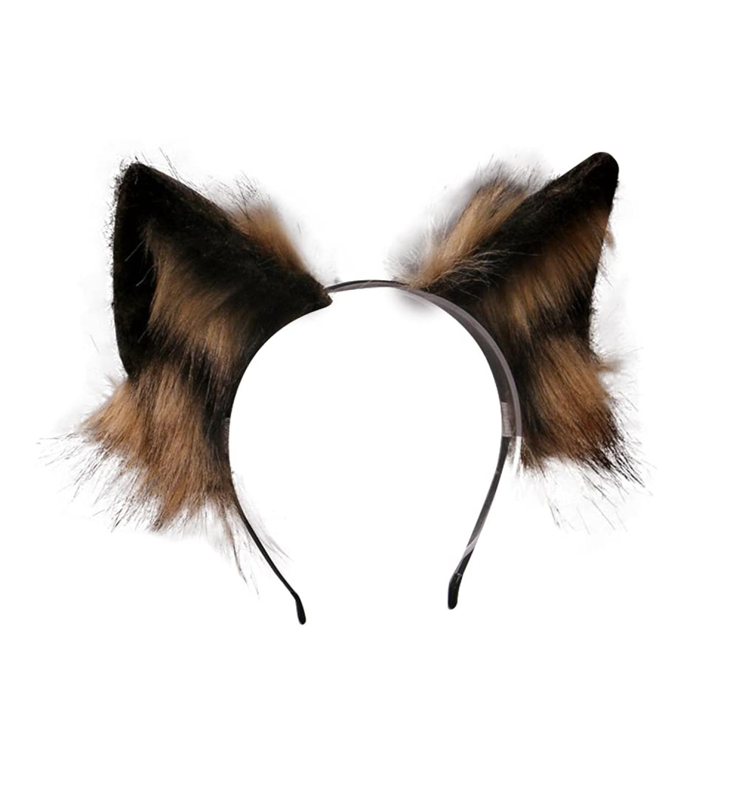 Animal Wolf Ear Headband Cat Ears Cosplay Headband Anime Cosplay Wolf Ears Headband Animal Cosplay Party Costume Accessories for Girls Boys Women Men Black Brown - Buy Online on GoSupps.com
