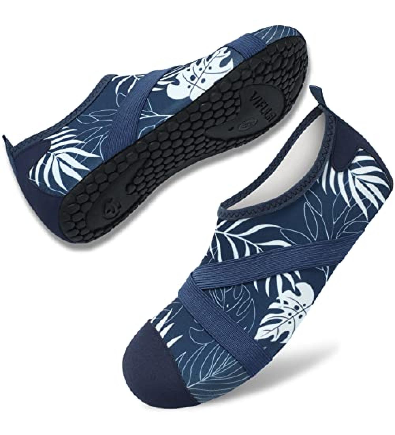 VIFUUR Water Shoes for Women and Men - Blue Leaf | Quick Dry Aqua Socks for Beach, Swim, Yoga, Outdoor Sports - Buy Online on GoSupps.com