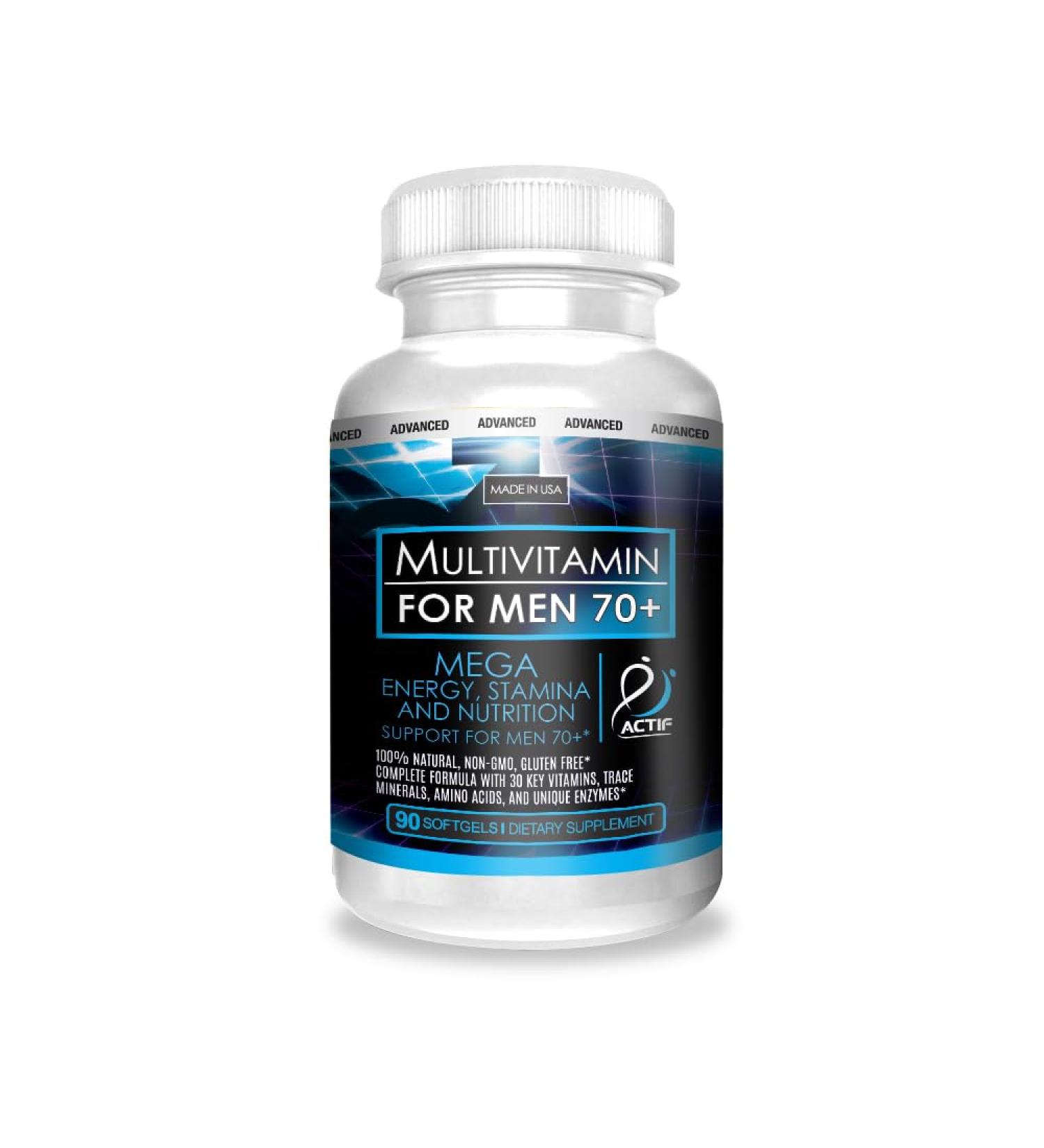 ACTIF Multivitamin for Men Age 70+ with 30 Advanced Factors Non GMO Made in USA 90 Count - Buy Online on GoSupps.com
