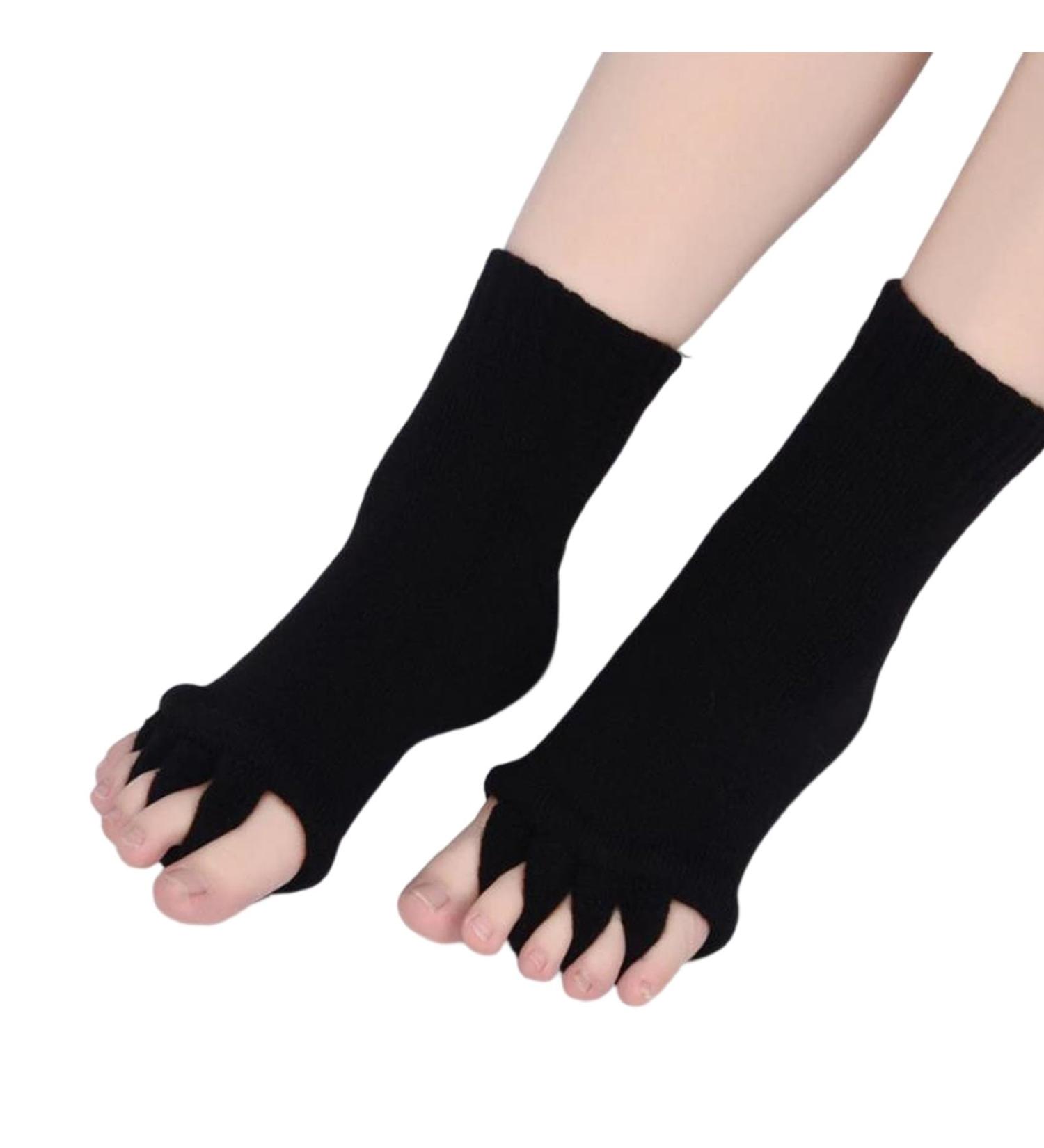 Bunion Relief Toe Socks 4 Pairs - Anti Bunion Health Socks with Toe Separators for Men and Women - Black - Buy Online on GoSupps.com