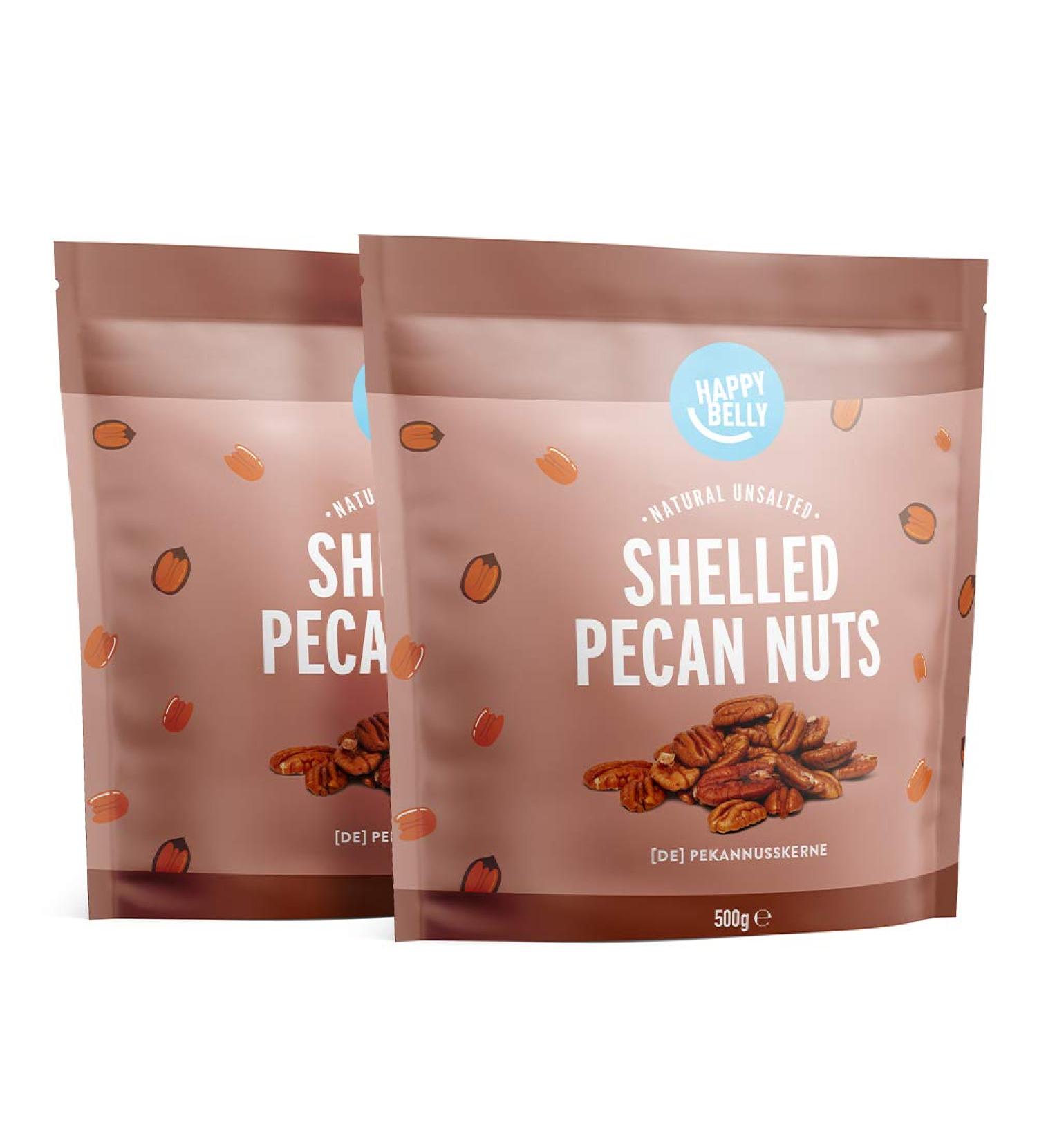 Happy Belly Unsalted Pecans 500g (Pack of 2) - Premium Quality Snack | International Shipping Available - Buy Online on GoSupps.com