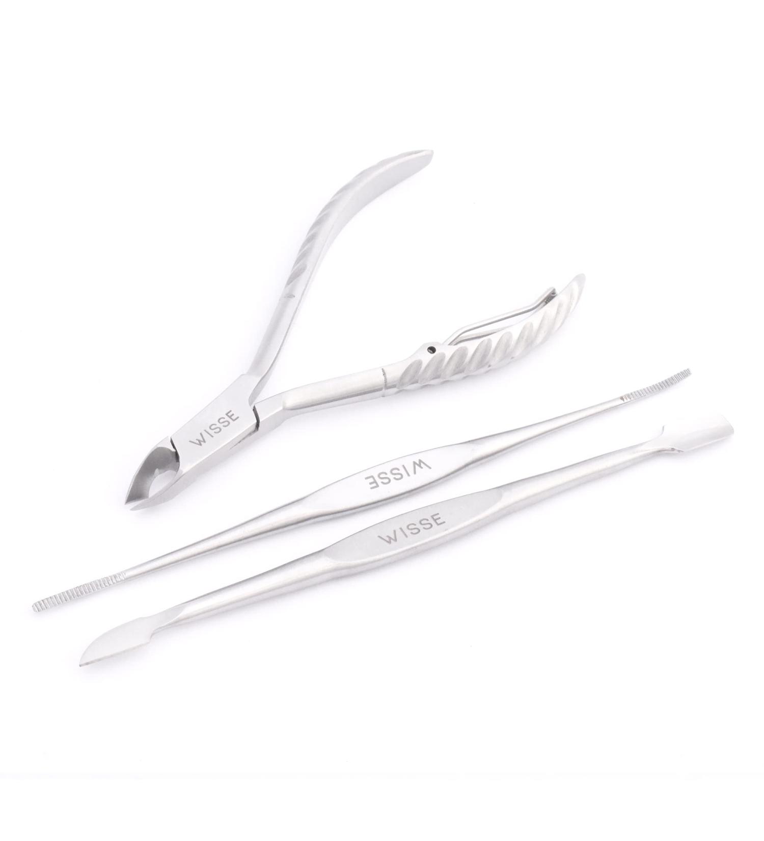 Wisse Make Up Cuticle Pusher Nipper & File Set - Professional Nail Remover Tool for Gel Art - 3 Piece Manicure Set - Buy Online on GoSupps.com