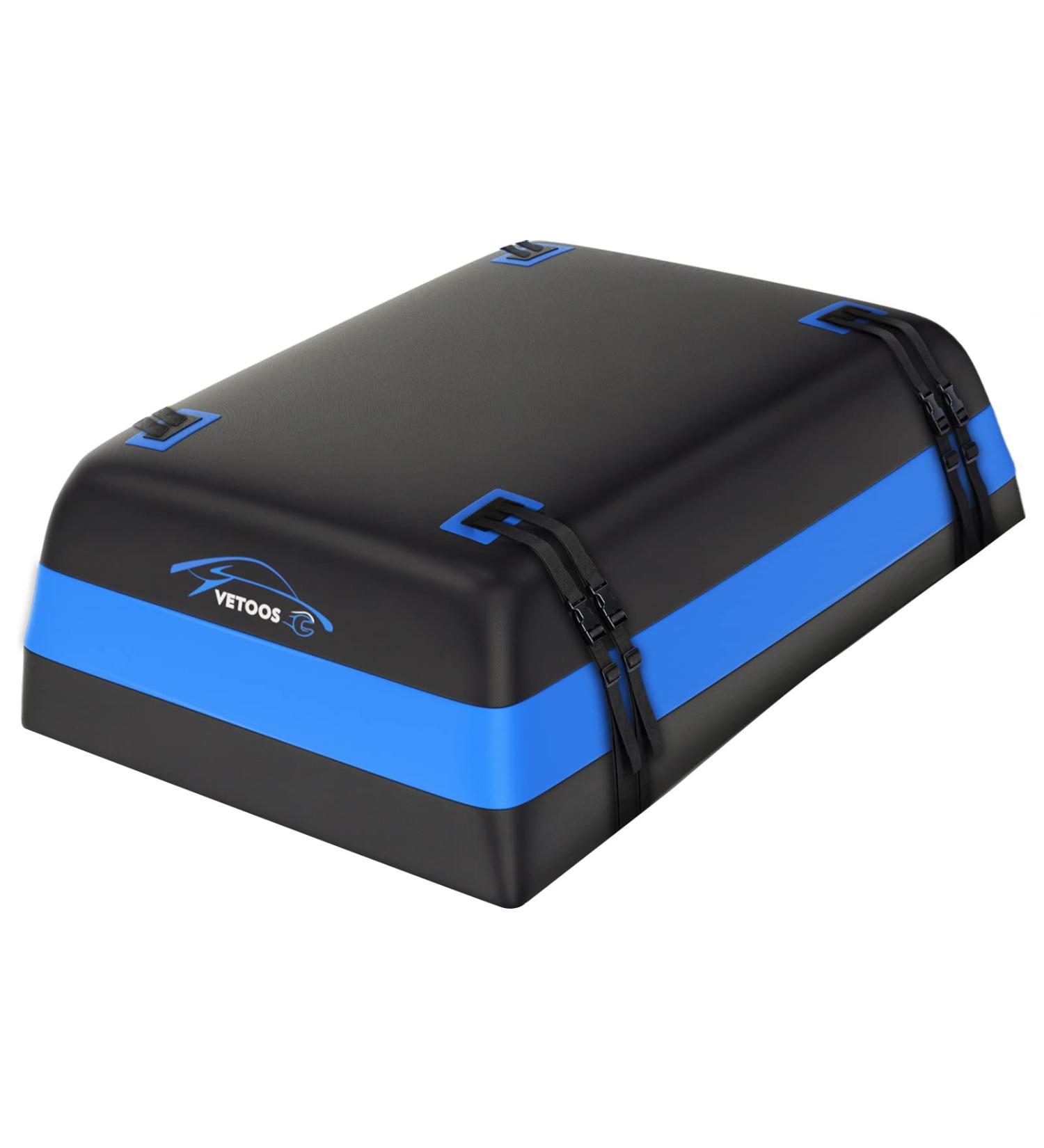 Vetoos 21 Cubic Feet Car Rooftop Cargo Carrier Bag | Waterproof Anti-Tear 700D PVC | For SUVs with or without Racks | Includes Storage Bag and Anti-Slip Mat - Blue - Buy Online on GoSupps.com