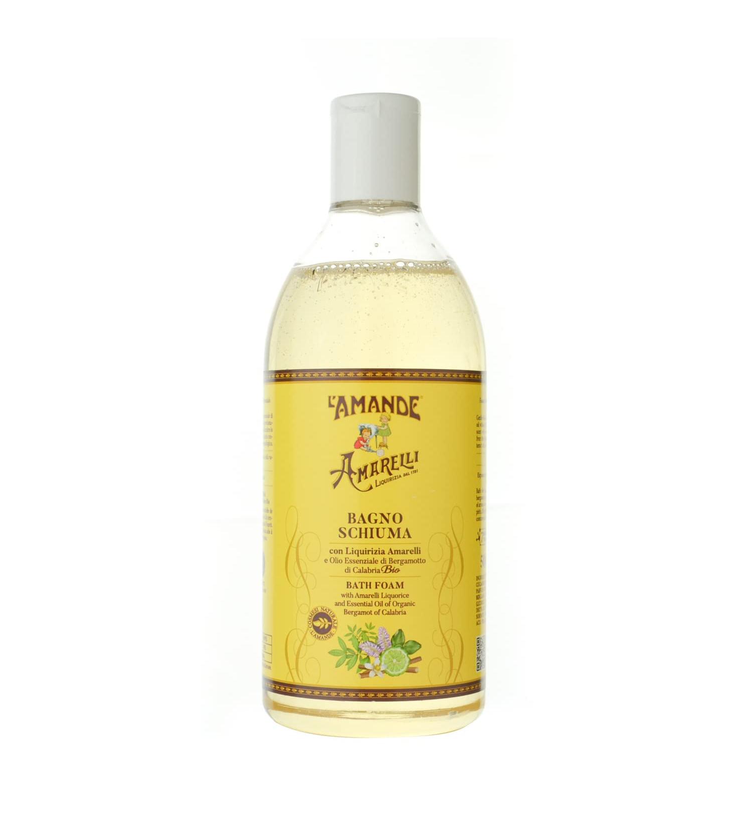 L'Amande L'AMANDE - Bubble bath for men and women with licorice and organic bergamot essential oils body cleansing and moisturizing gel delicate and natural foam bath - Bergamot 500 ml