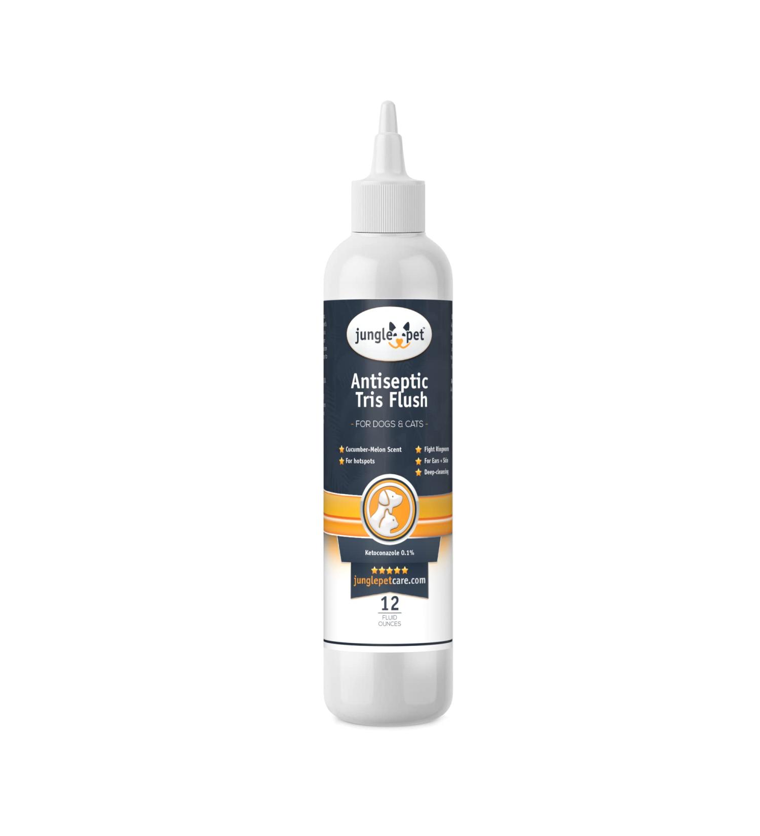 Jungle Pet Trizultra Keto Flush for Dogs - Antiseptic Dog Ear Cleaner Solution Tris EDTA Flush - Skin and Ear Cleaner Dog Ear Wash for Dogs and Cats - Treat Itch and Irritation - 12 oz - Buy Online on GoSupps.com