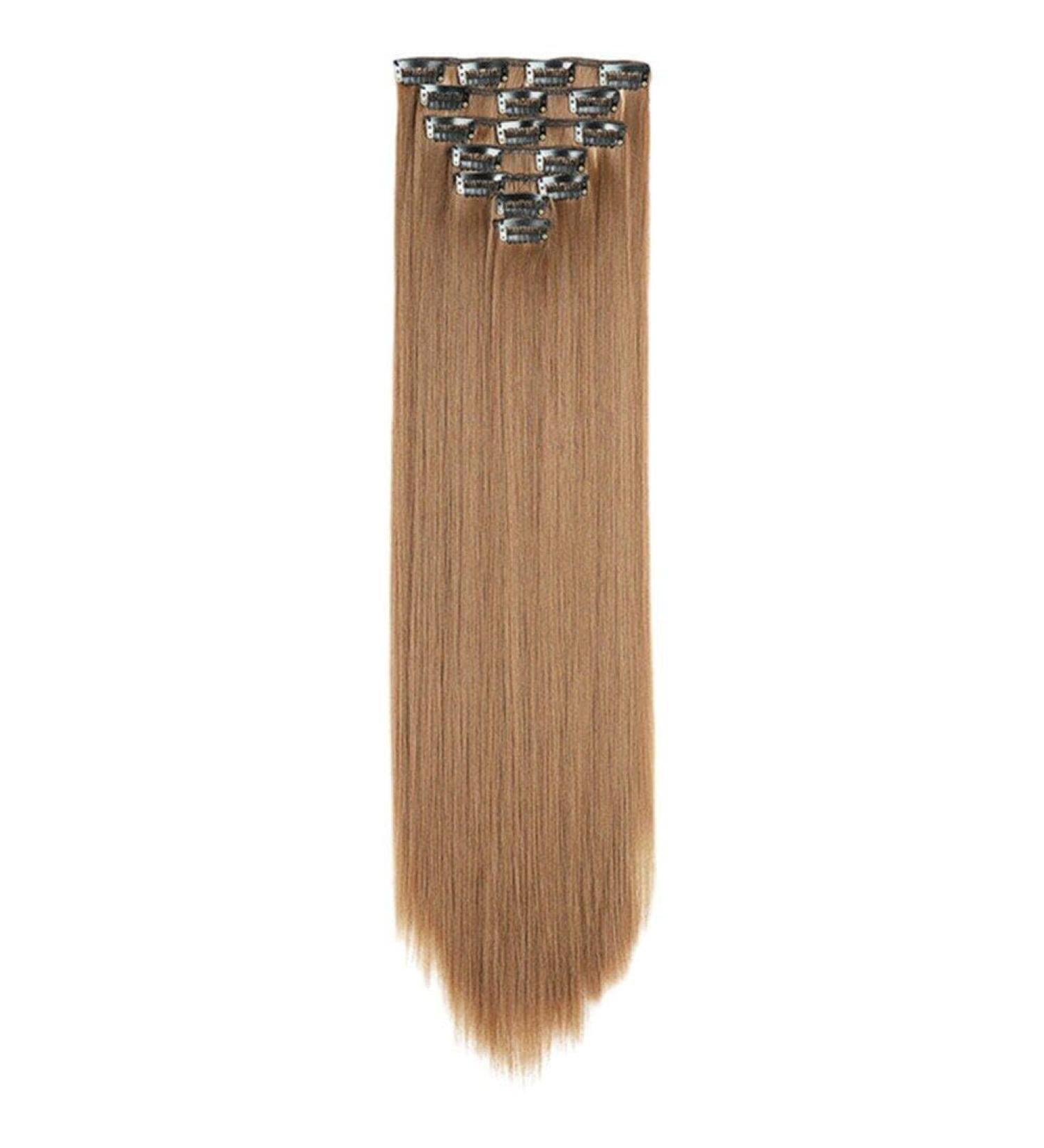 Hair Extensions Clip Long Straight Hairstyle Synthetic Blonde Black Brown Hairpieces Heat Resistant False Hair Accessories - Buy Online on GoSupps.com