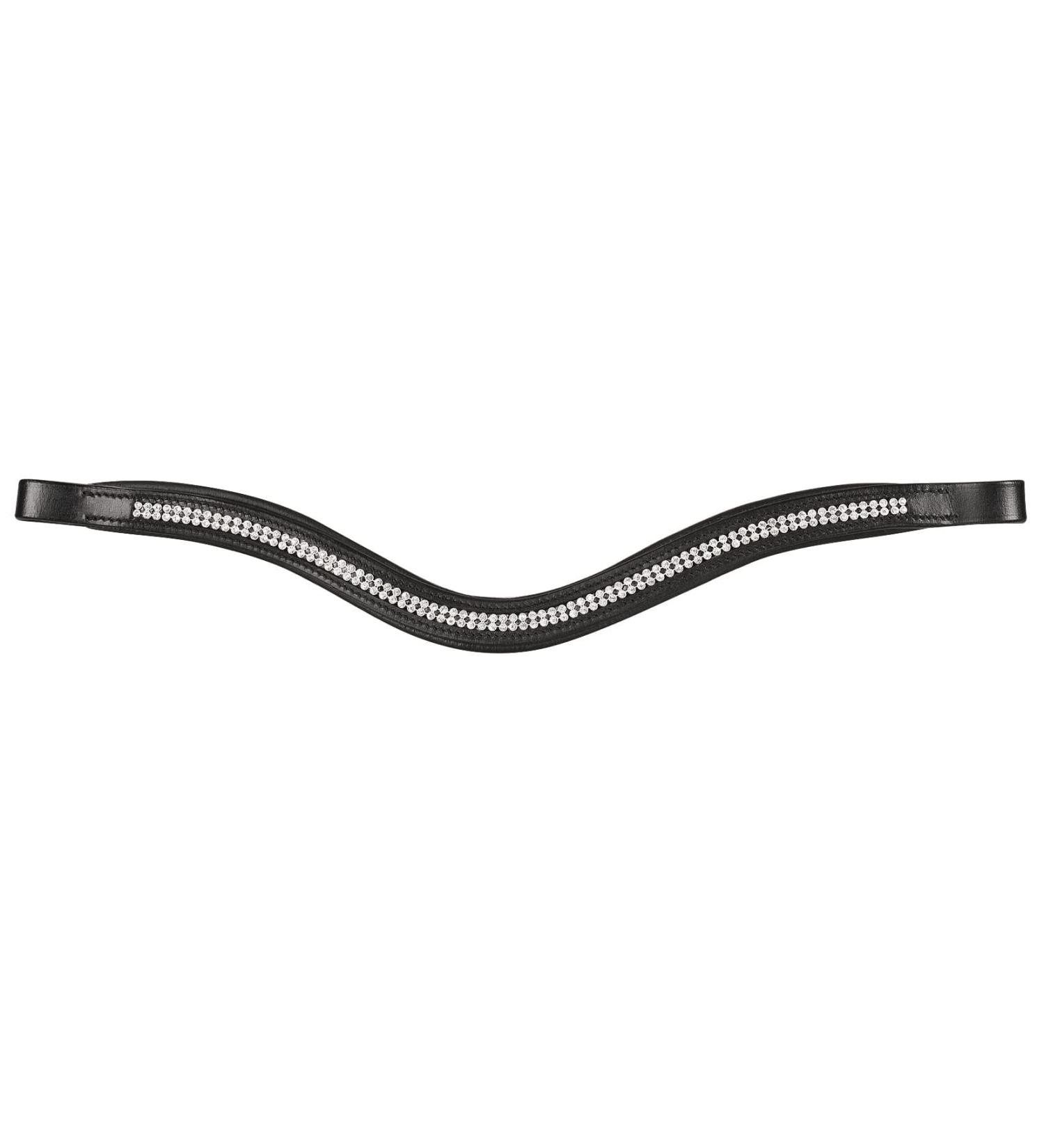 Headband for horses Warmblood thoroughbred start U-2lineCrystal Shuttle Feded black glitter head strap wiesbaden with rhinestone curved for bridle (COB (thoroughbred) black) COB (thoroughbred)