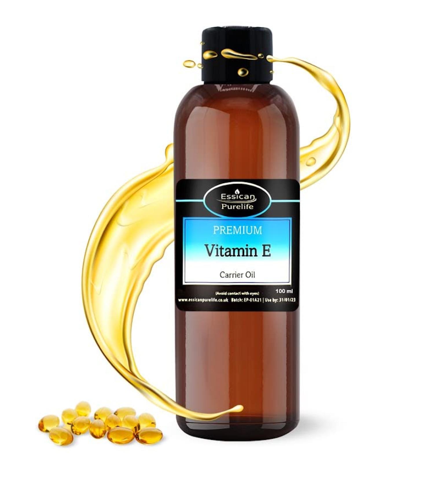 100% Pure Vitamin E Oil - Skin, Hair, Face, Scars, and Nails - 100ml (Pack of 1) - Buy Online on GoSupps.com