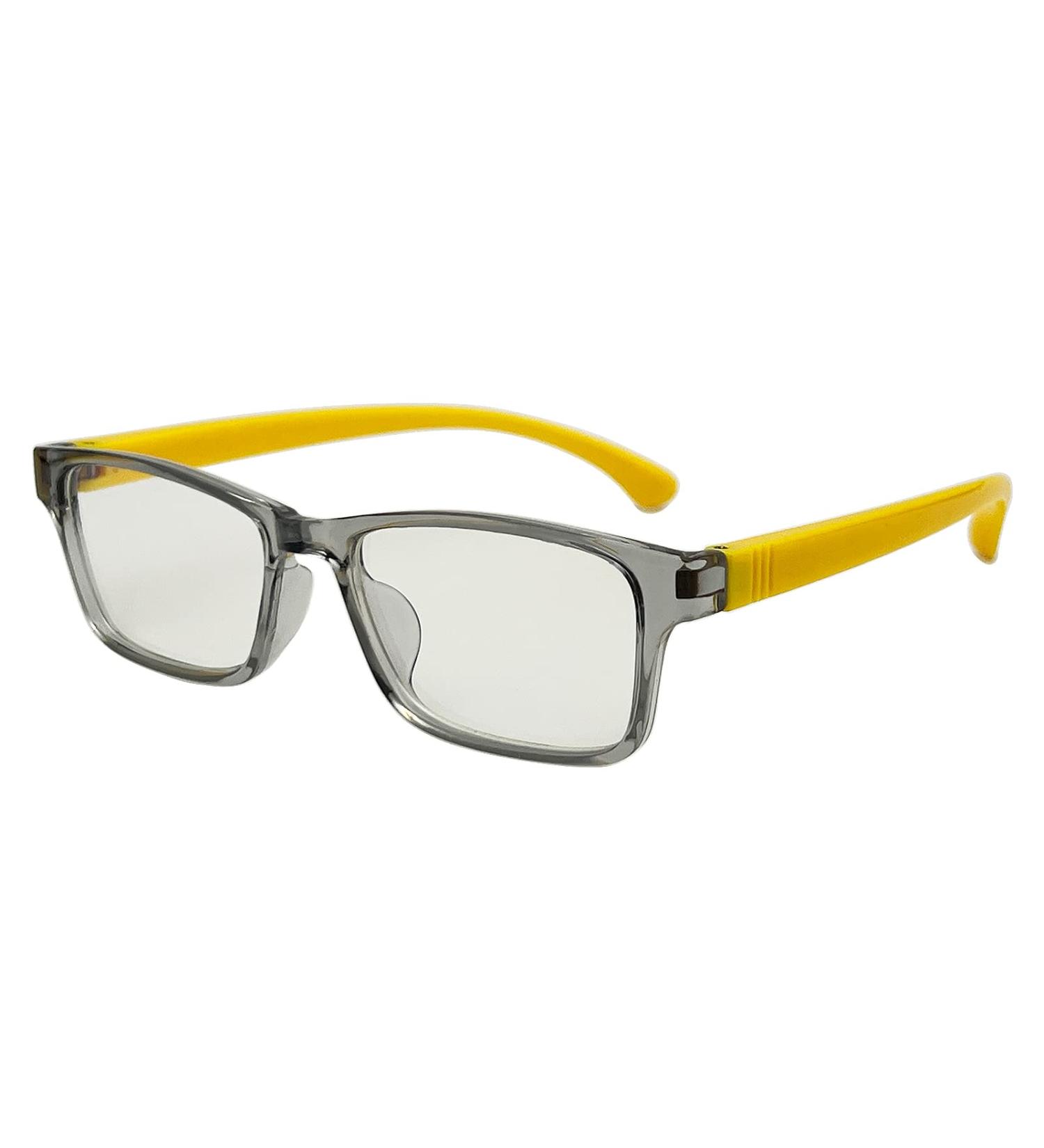 Shop LHSDMOAT Children's Blue Light Filter Glasses - Rectangular Frame Gray/Yellow - Protect Eyes from Computer & Gaming Strain - Buy Online on GoSupps.com