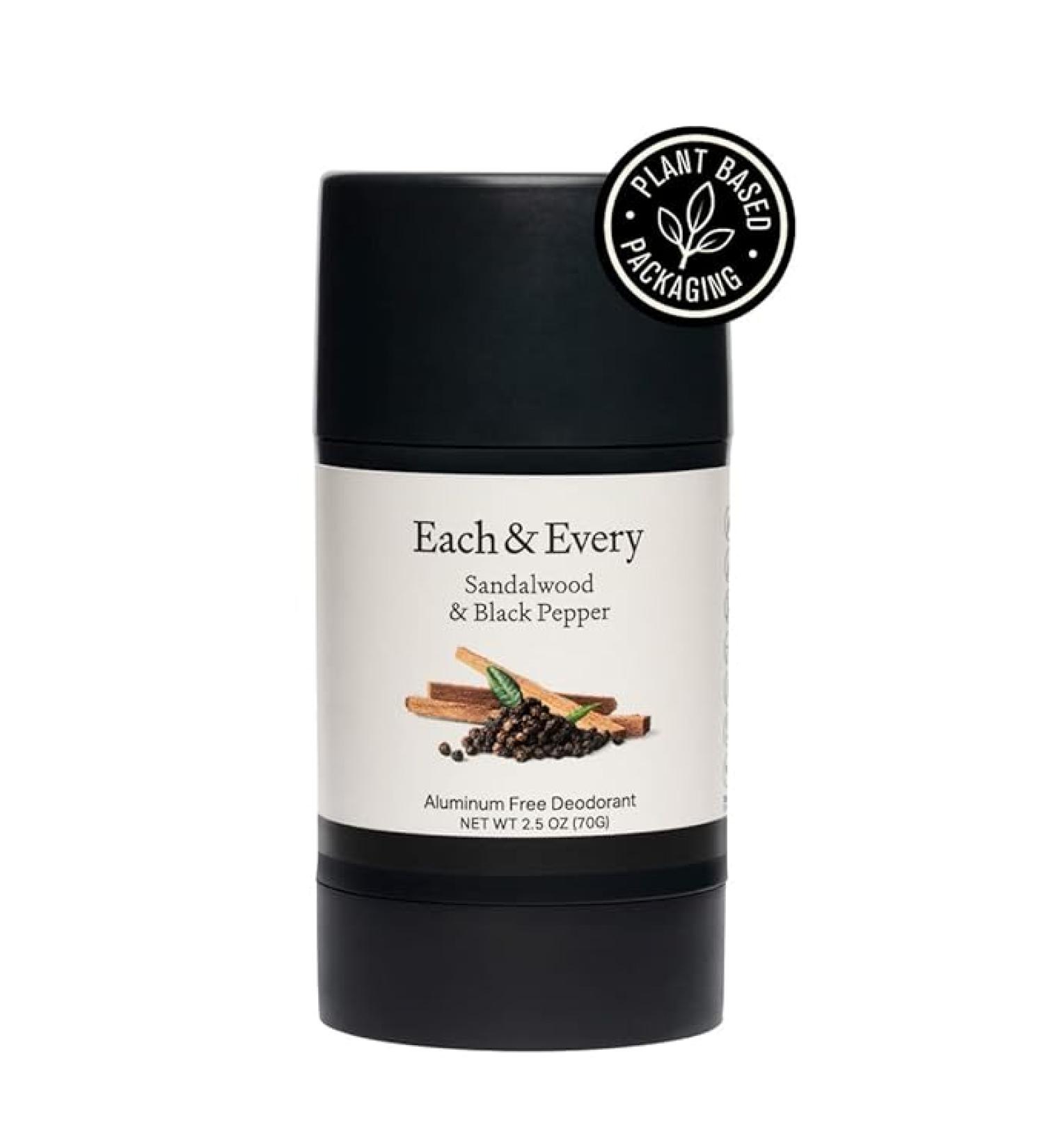Each & Every Natural Aluminum-Free Deodorant for Sensitive Skin with Essential Oils Plant-Based Packaging Sandalwood & Black Pepper 2.5 Oz - Sandalwood & Black Pepper - Buy Online on GoSupps.com