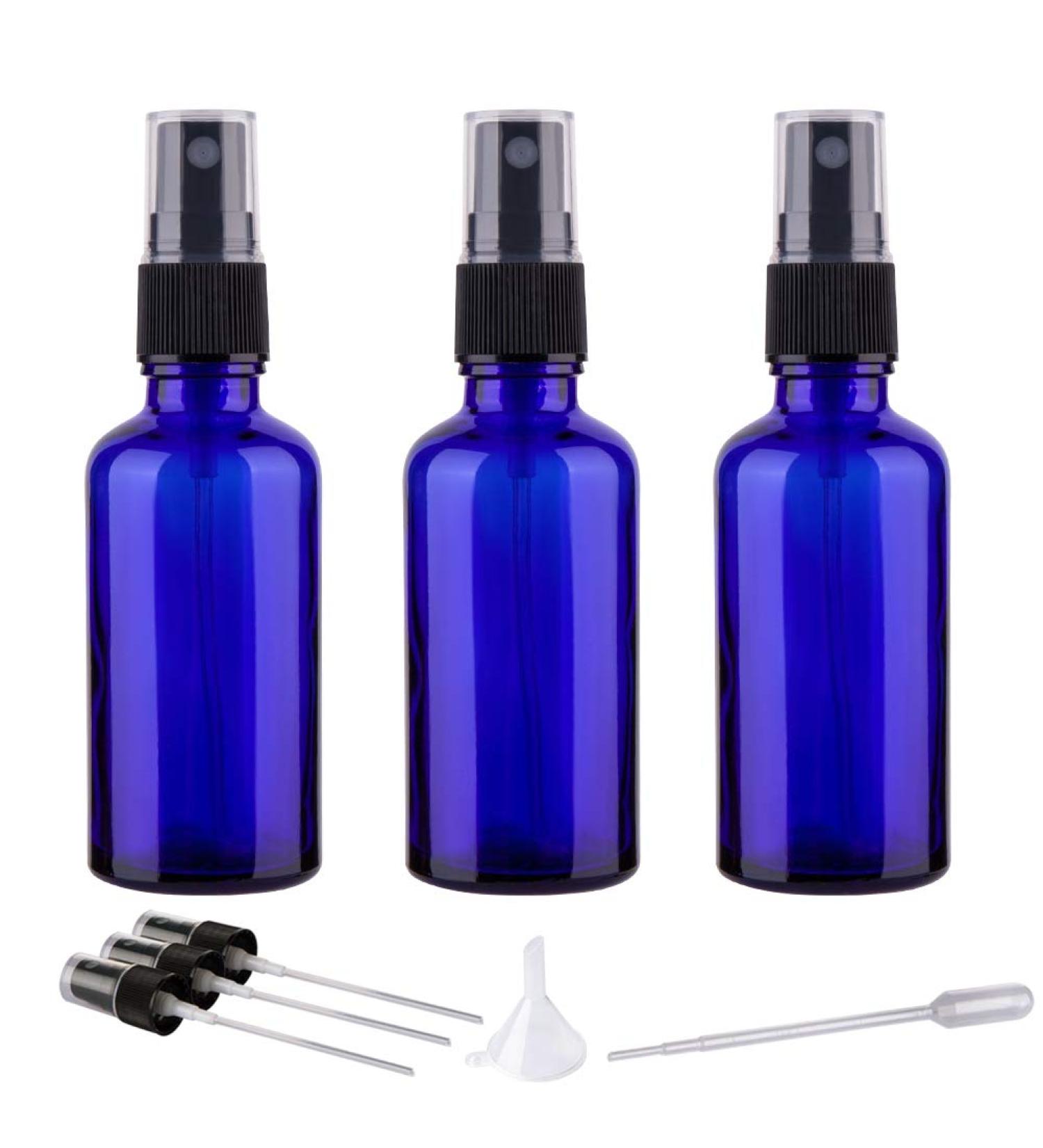 Hydior 2oz Small Fine Mist Spray Bottles For Essential Oils Blue Glass Spray Bottle 3 Pack - Buy Online on GoSupps.com