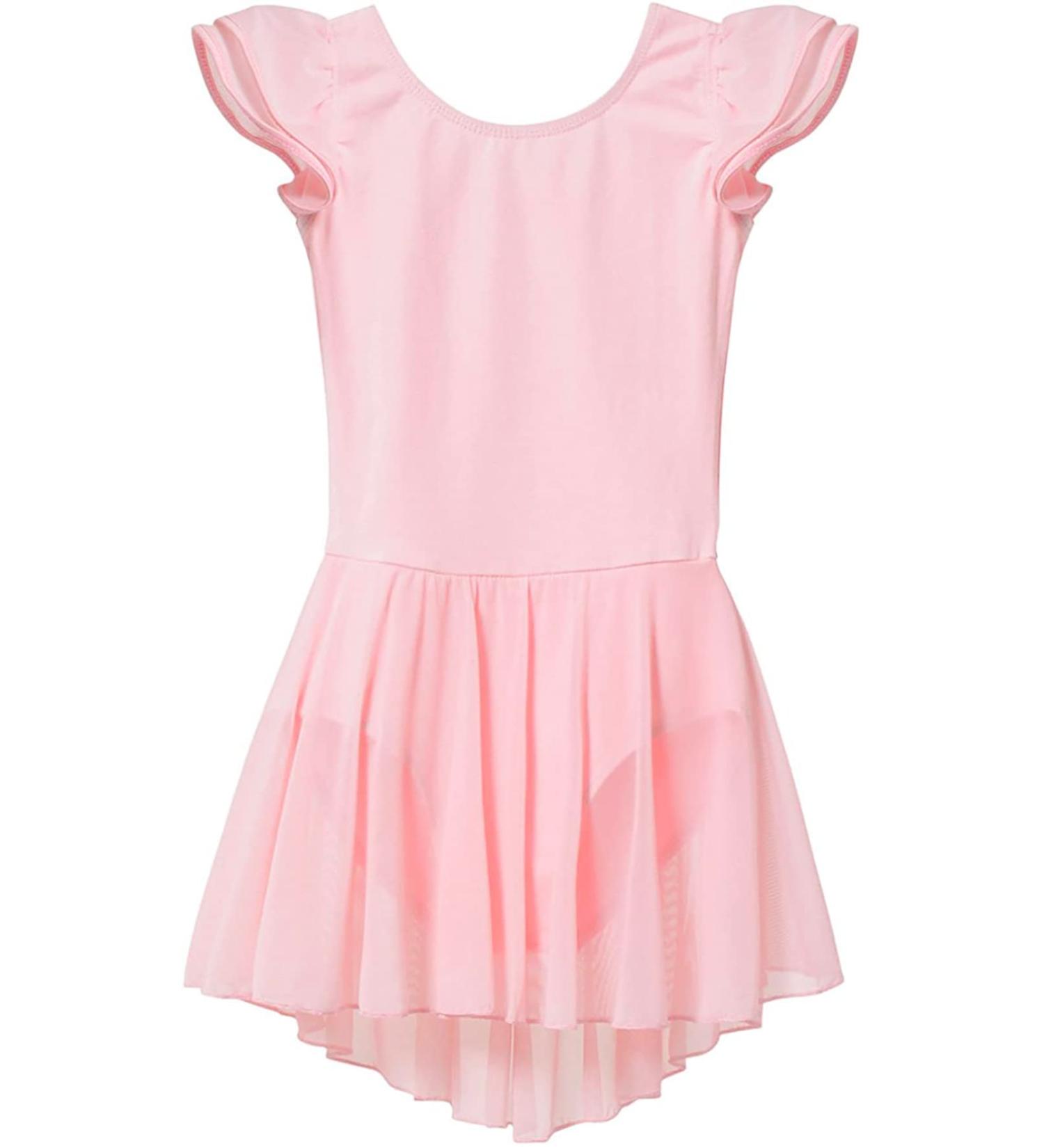 MdnMd Toddler Ballet Leotard with Flutter Sleeve Skirt - Ballet Pink, T1 (2-4T) - Buy Online on GoSupps.com