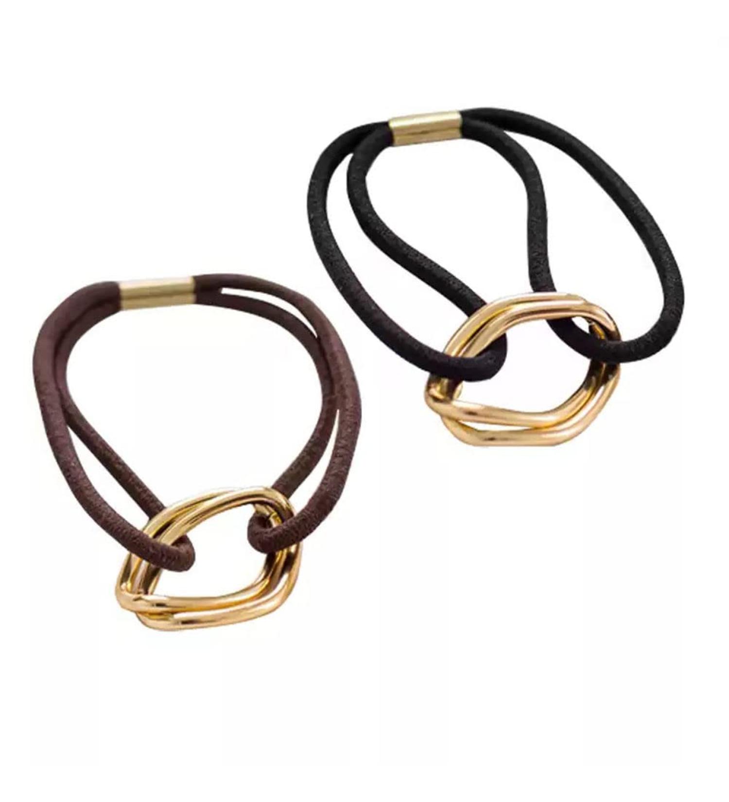 Lovef 5Pcs Gold Plated Metal Cuff Ponytail Hair Ties - Fashion Elastic Hair Bands - Buy Online on GoSupps.com
