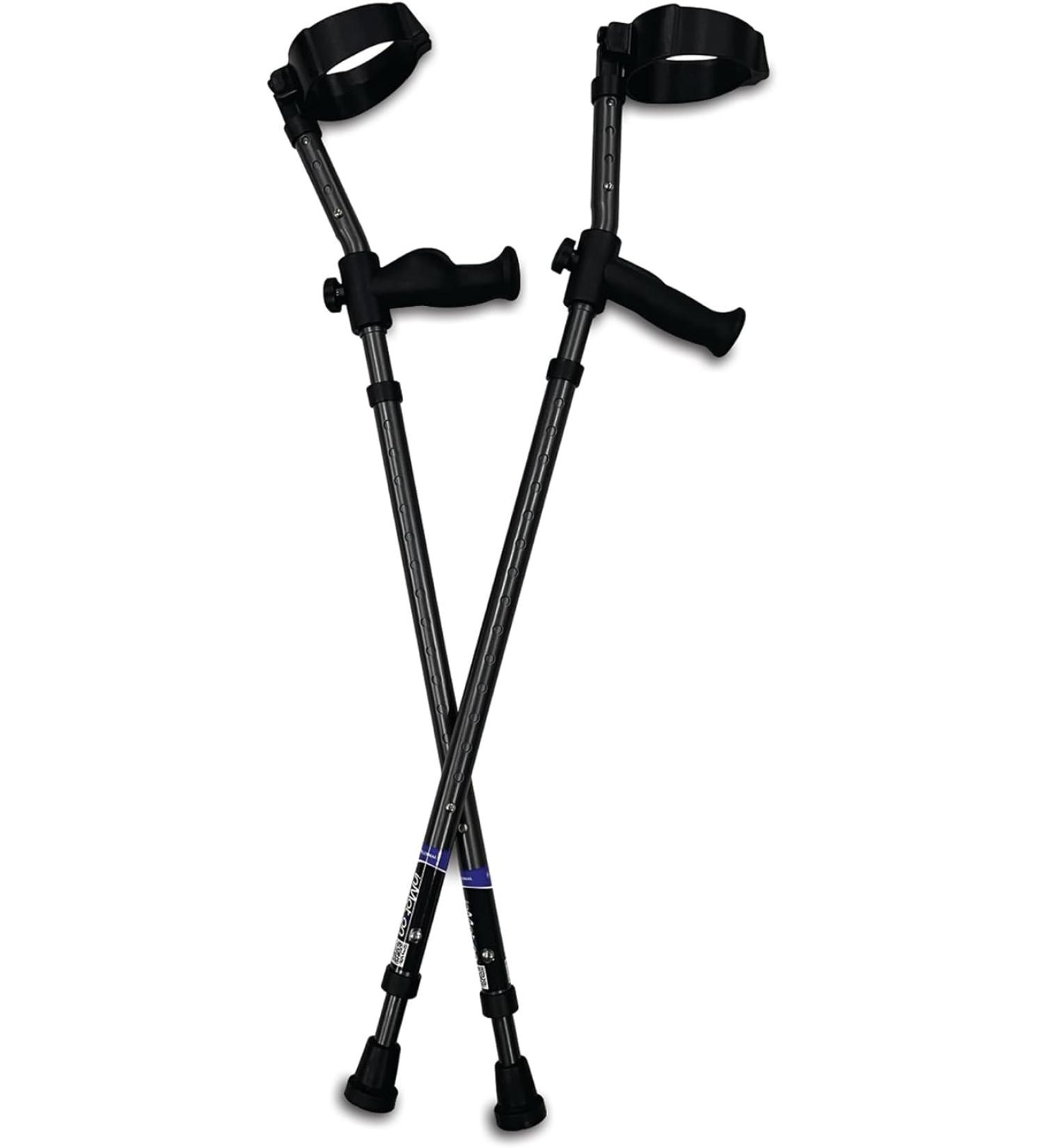 In-Motion Spring Assist Forearm Crutches, Tall Size (5'3 - 6'8), Charcoal - Ergonomic Handles, Articulating Tips - Buy Online on GoSupps.com