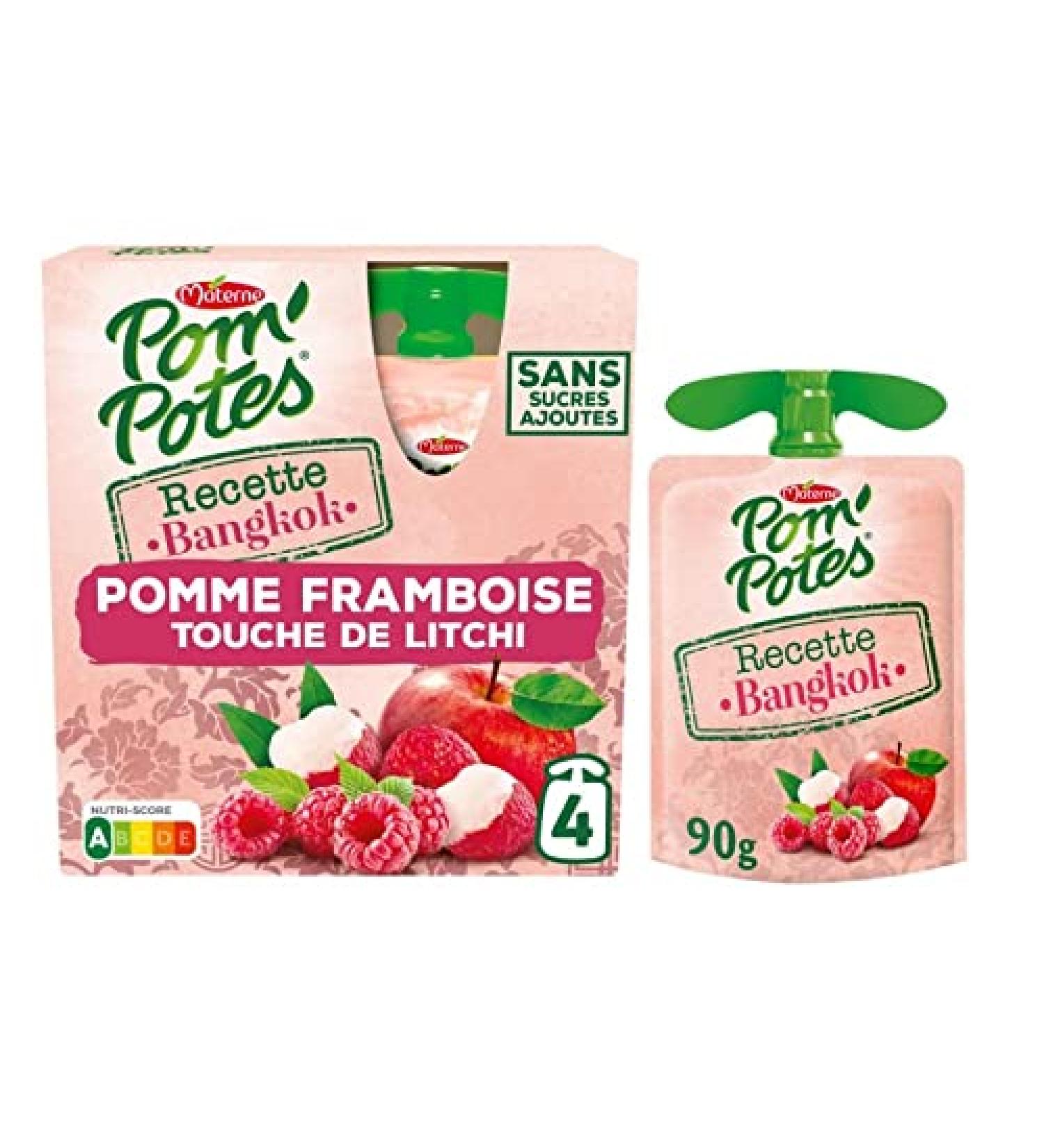 MATERNE POM'POTES - Bangkok Apple Raspberry Touch of Lychee 4X90G - (Pack of 4) - Buy Online on GoSupps.com