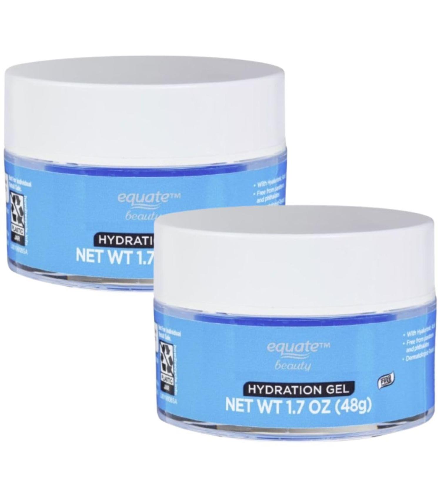 Equate Beauty Hydration Gel Facial and Neck Moisturizer Fast-Absorbing with Hyaluronic Acid 1.7 oz 2 Pack