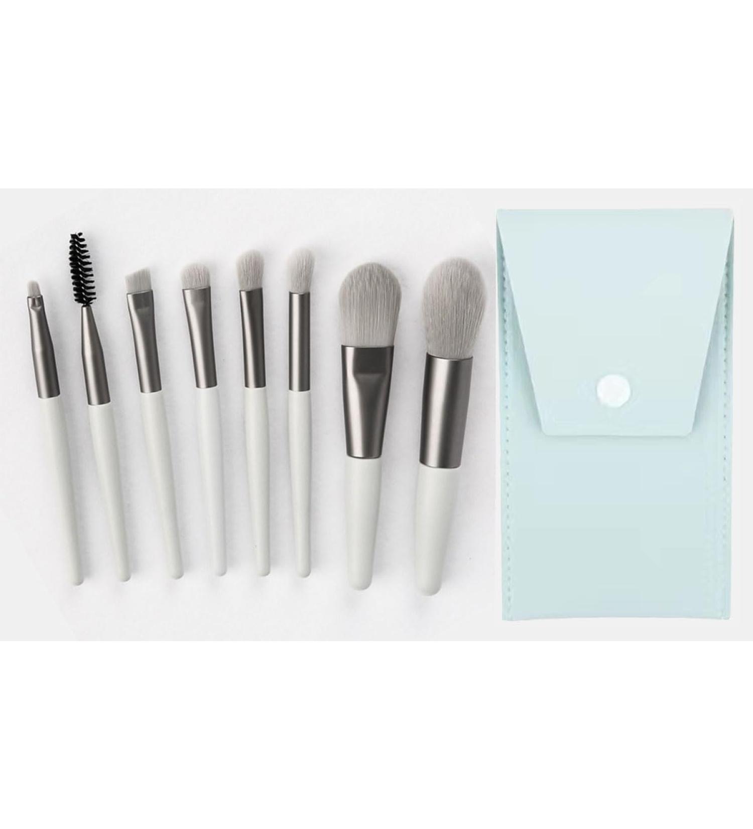 8 Pieces Travel Makeup Brushes with Bag Set Mini Makeup Brushes for Face Foundation Blush Eyeshadow (Gray) - Buy Online on GoSupps.com