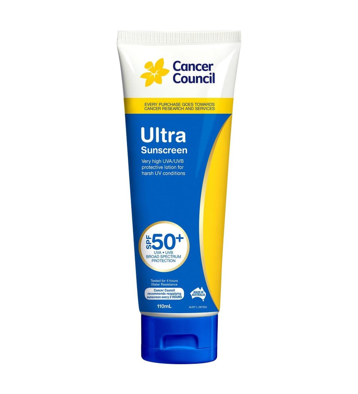 Cancer Council SPF 50+ Ultra Sunscreen 110ml Tube - High Protection for All Skin Types | Fast International Shipping - Buy Online on GoSupps.com