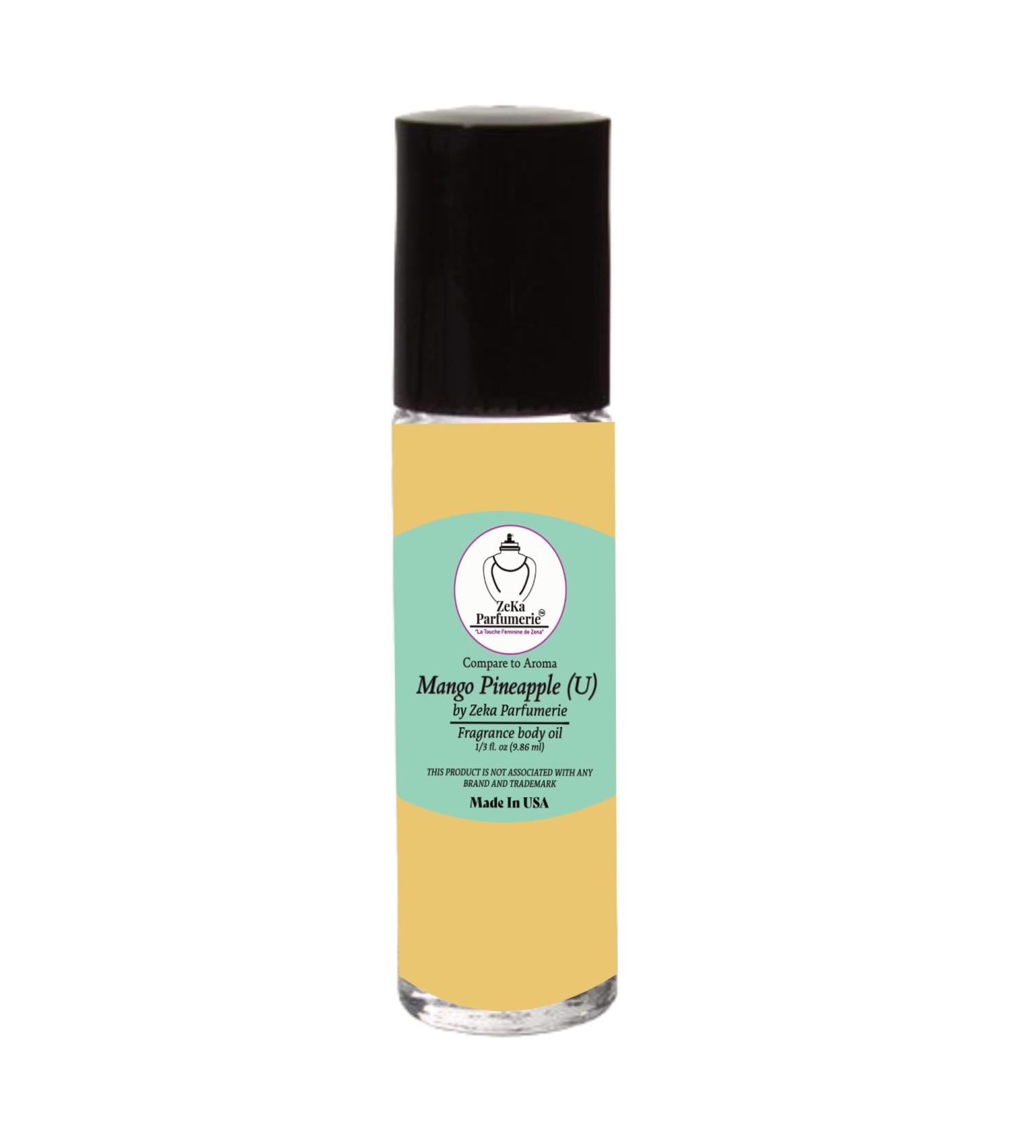 ZEKA PARFUMERIE Mango Pineapple Perfume Oil | Long-Lasting Unisex Fragrance Body Oil | Alcohol-Free Roll-On | 1/3 Fl Oz (9.86 mL) Made in USA