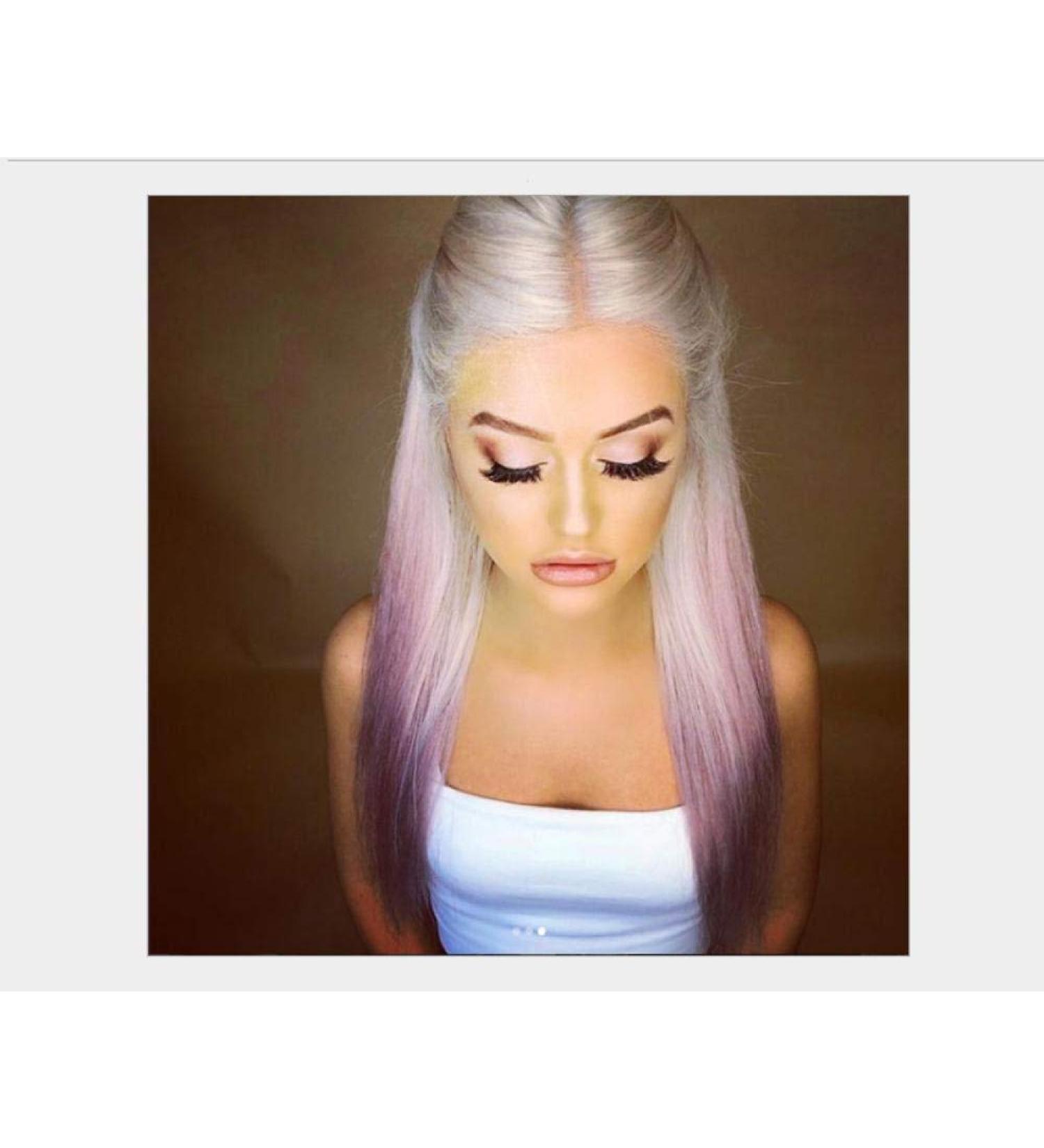 BGHJUE African Purple Gradient Long Straight Lace Front Wig - Pre Plucked Human Hair for Black Women | Brazilian Remy Quality - Buy Online on GoSupps.com