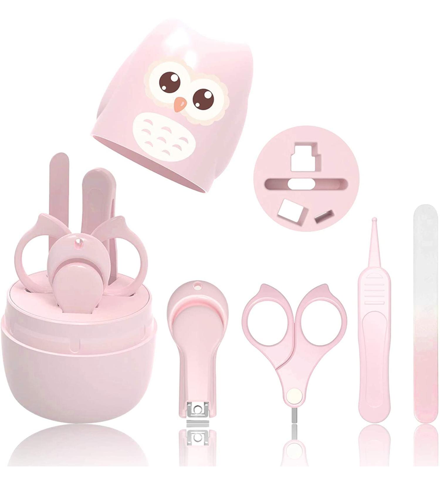 4 in 1 Baby Manicure Kit - Nail Clippers, Scissor, Nail File, and Tweezer for Baby Boy and Girl | Pink Baby Nail Care Set - Buy Online on GoSupps.com