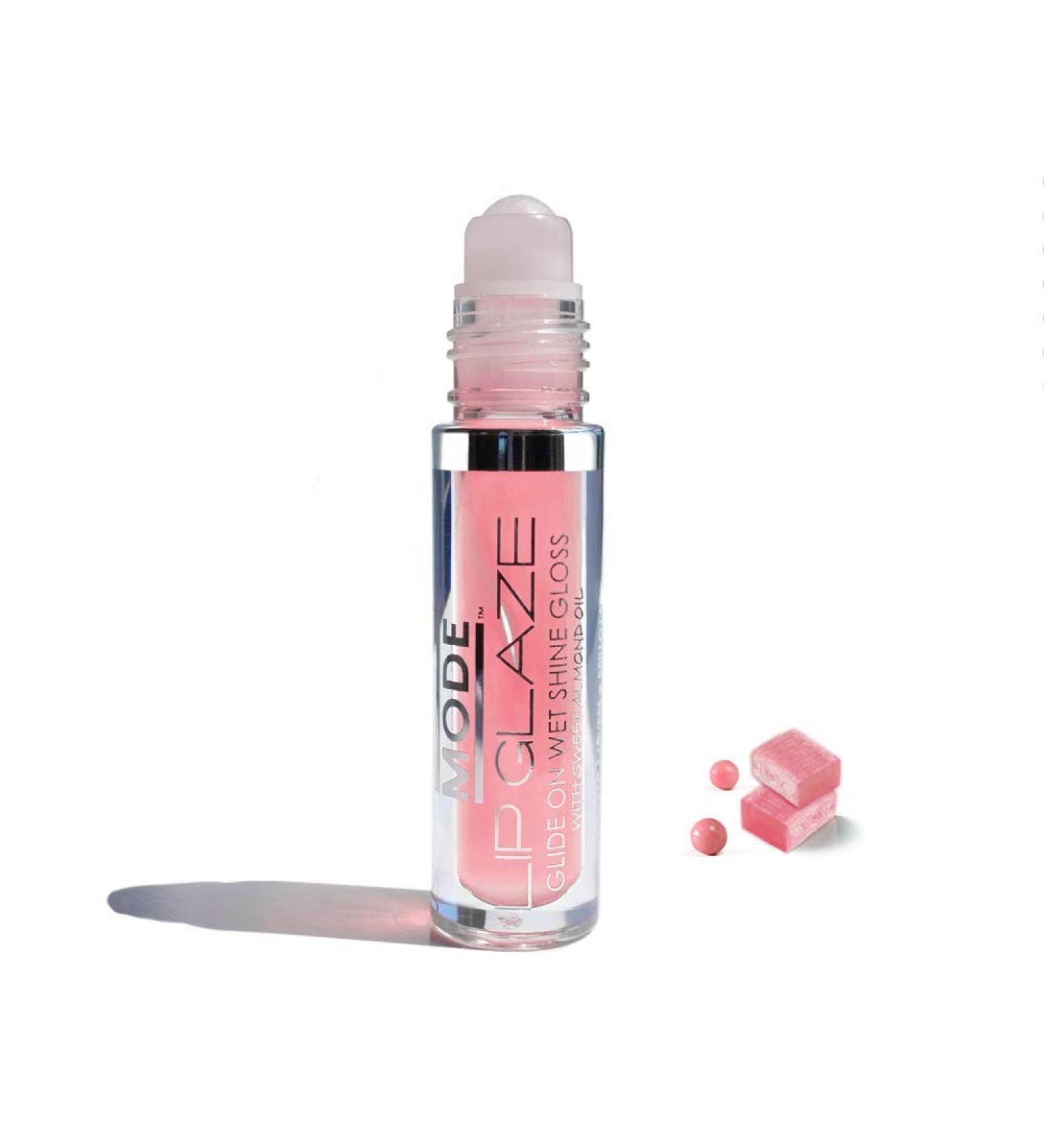 MODE Lip Glaze BUBBLE GUM Flavored Lip Gloss Roll On - Hydrating Sheer Wet Shine with Natural Fruit Oils - Moisturizing Sweet Almond & Wild Rose - Cruelty Free Vegan Formula - 4ml - Buy Online on GoSupps.com