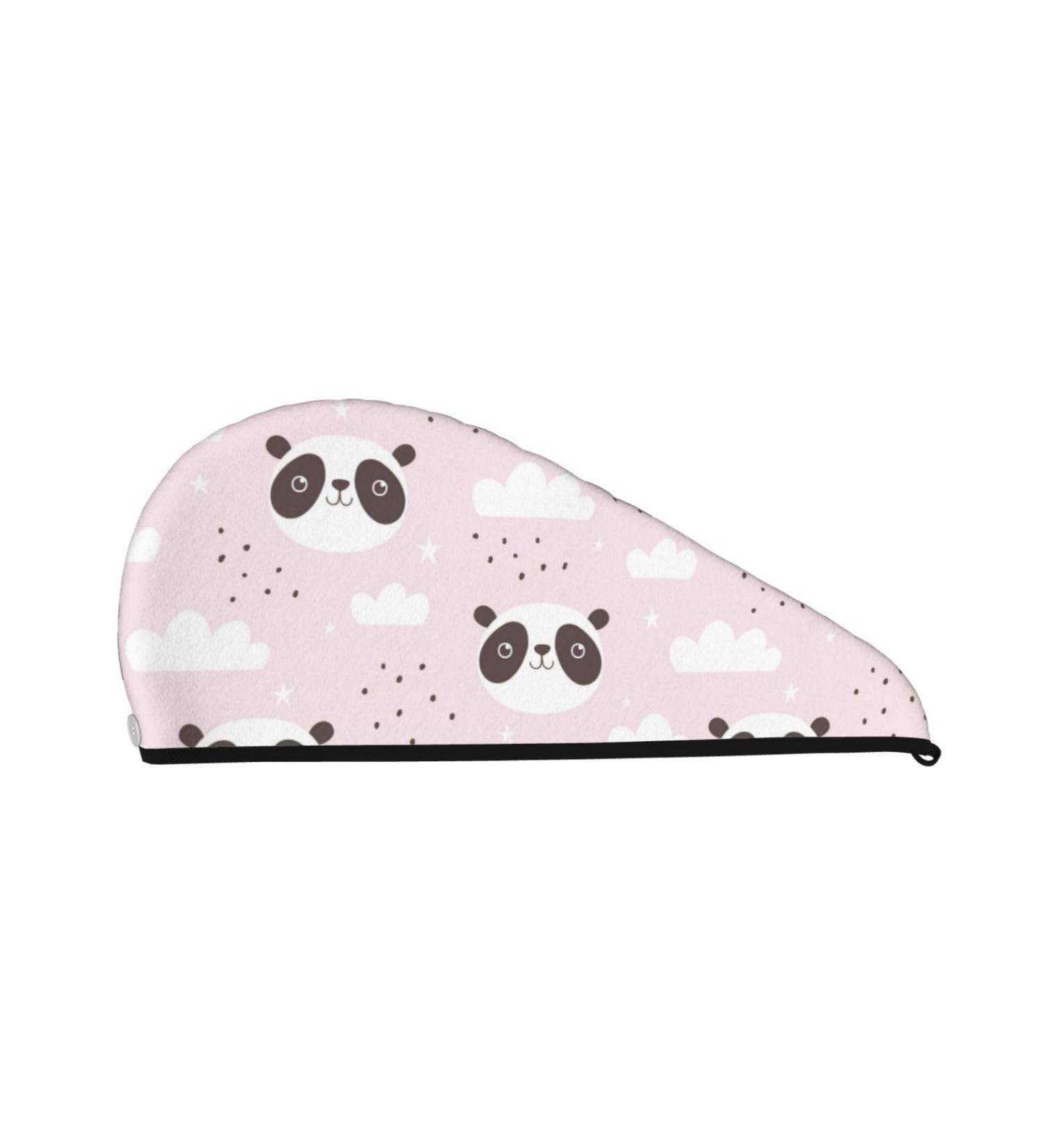 Soft Super Absorbent Cute Panda Microfiber Hair Towel Wrap for Women - Quick Dry Coral Velvet Hair Cap for Long Curly & Thick Hair - Buy Online on GoSupps.com