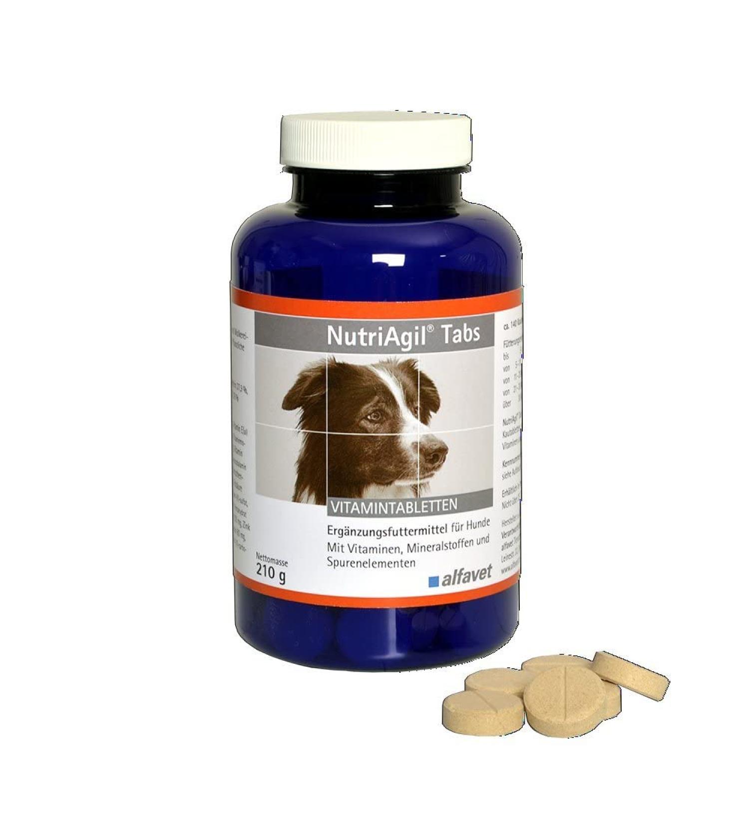 NutriAgil Tabs Unit: 210 g Food supplement for dogs with vitamins minerals and trace elements delicious chewable tablets - Buy Online on GoSupps.com