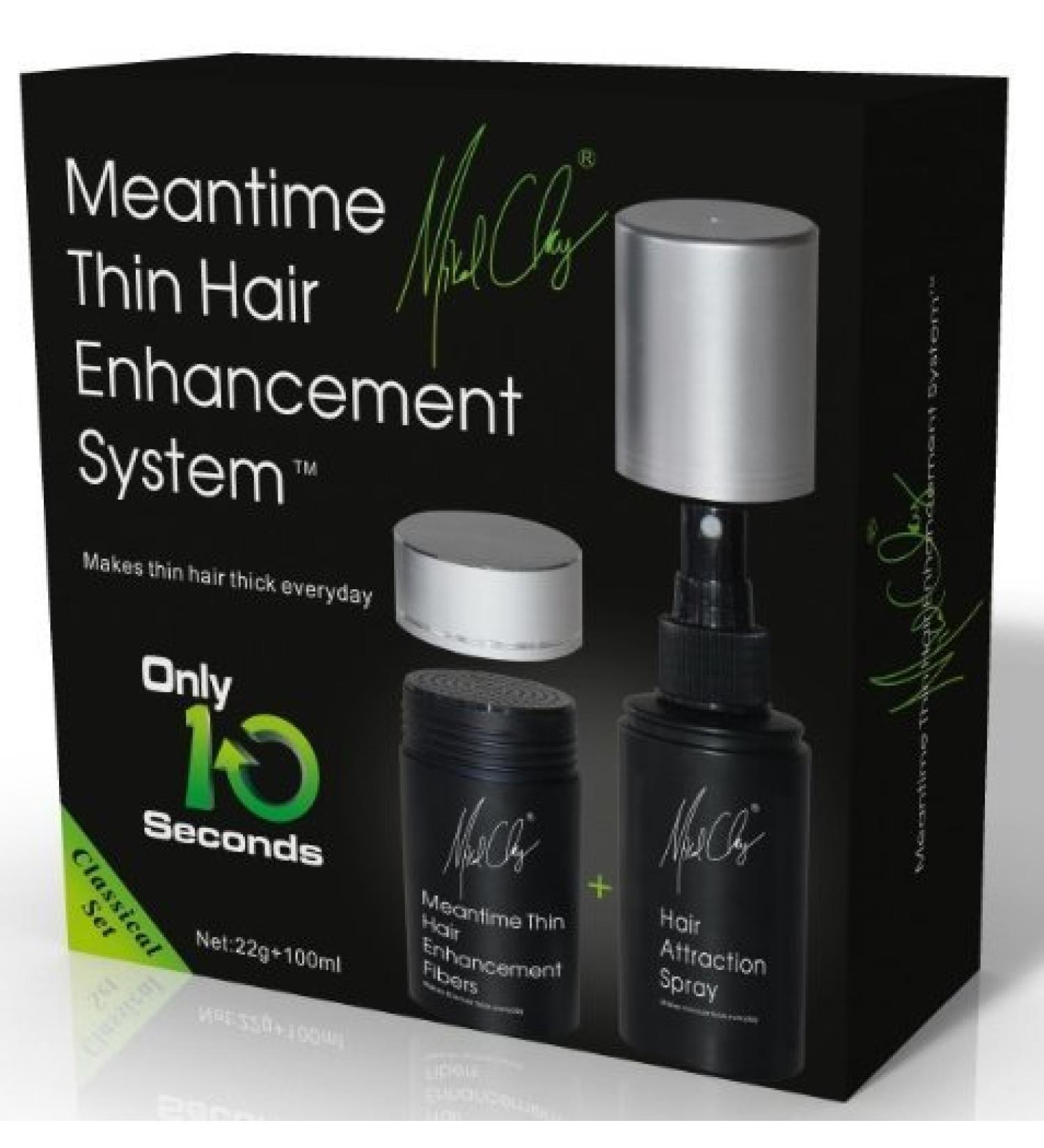 Meantime Thin Hair Enhancement System (Black): Best Blending Hair Fibers for Instant Thicker Fuller Looking hair