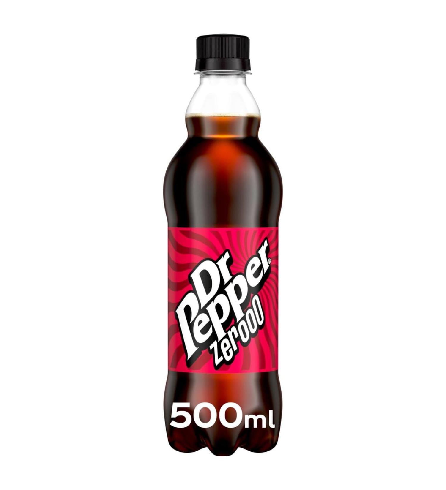 Dr Pepper Zero No Sugar Bottles 500ml 12 24 or 48 Bottles (12 x 500ml Bottles) Dr Pepper 12 x 500ml Bottles
