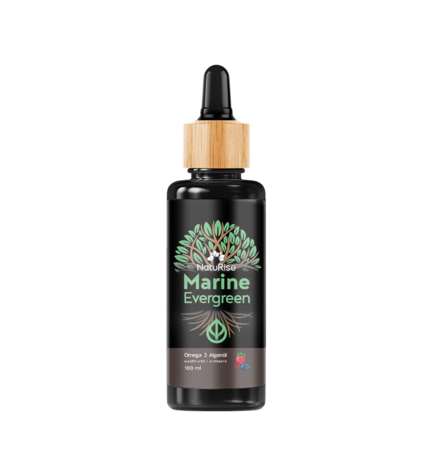 Naturise Omega 3 Vegan Algae Oil - 1884mg DHA EPA & DPA - High Dose 100ml - Lab Tested Triglyceride Form - Pipette with Dosing Scale - UV Glass - Forest Fruit & Strawberry Flavor - Buy Online on GoSupps.com