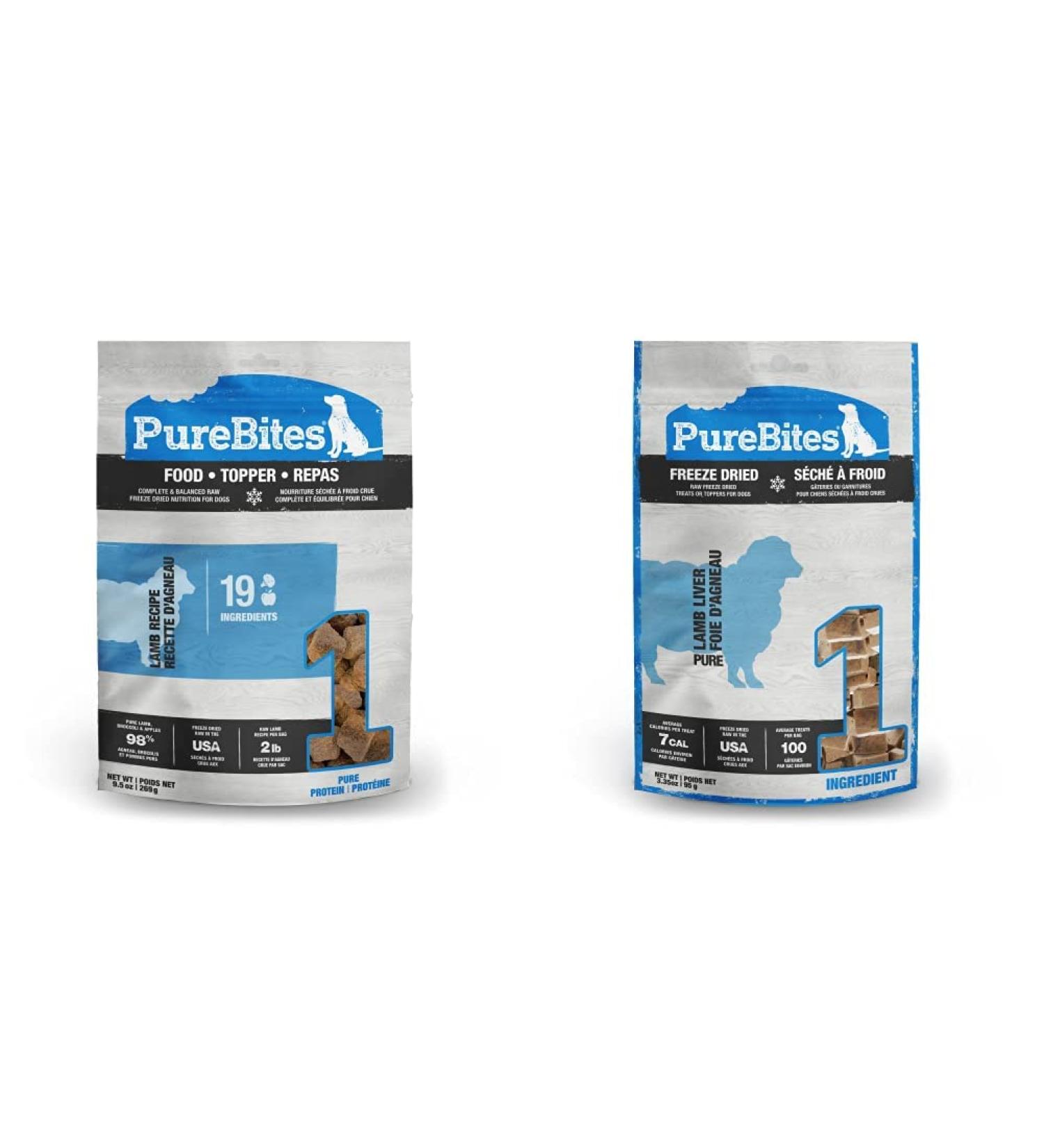 PureBites Lamb Recipe Dog Food Topper 9.5oz (269g) + Purebites Lamb for Dogs 3.35Oz (95G)