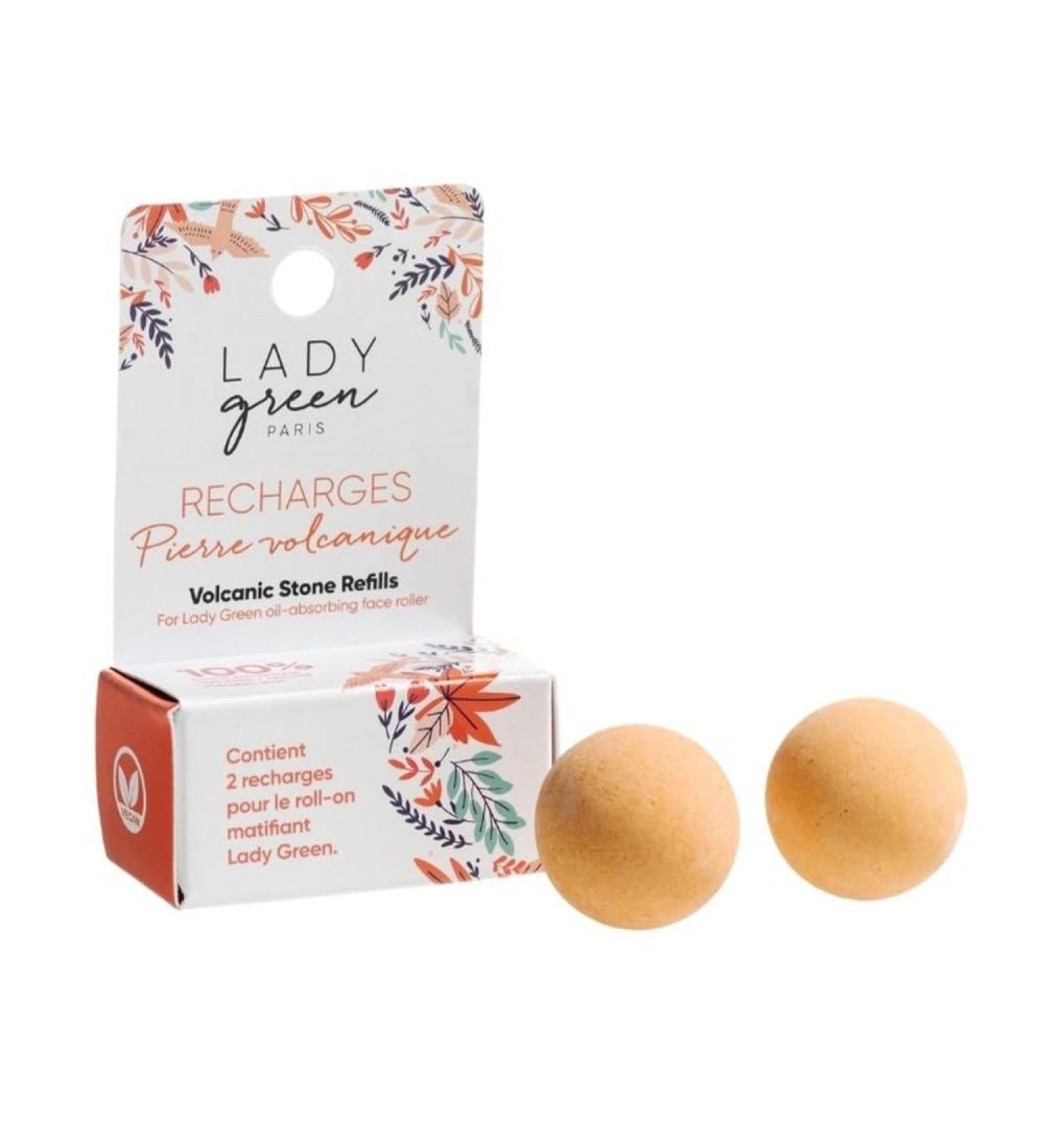 Lady Green Refills (2) for mattifying roll-on Pierre Volcanique